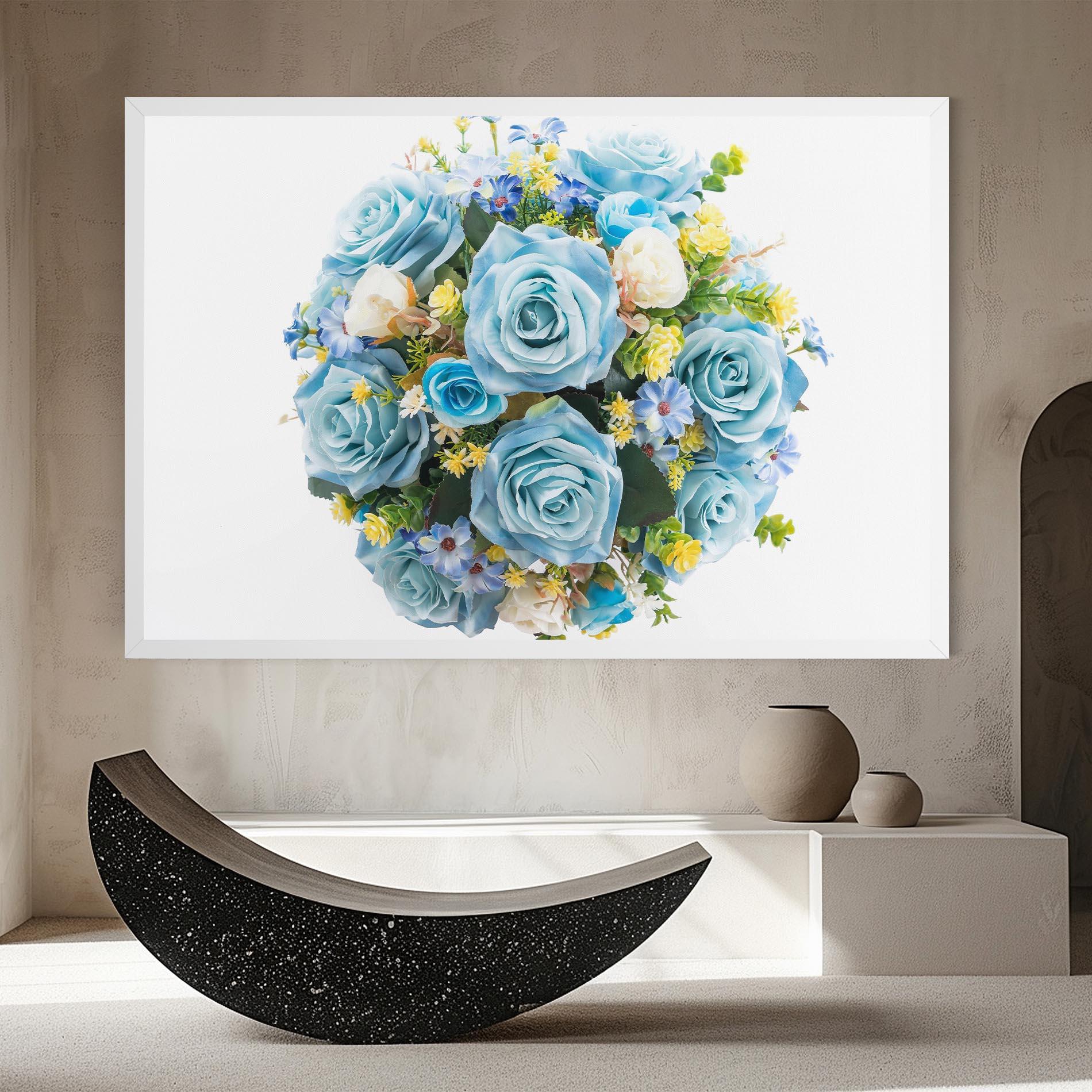Leinwandbild Blue Roses Bouquet mockup 8