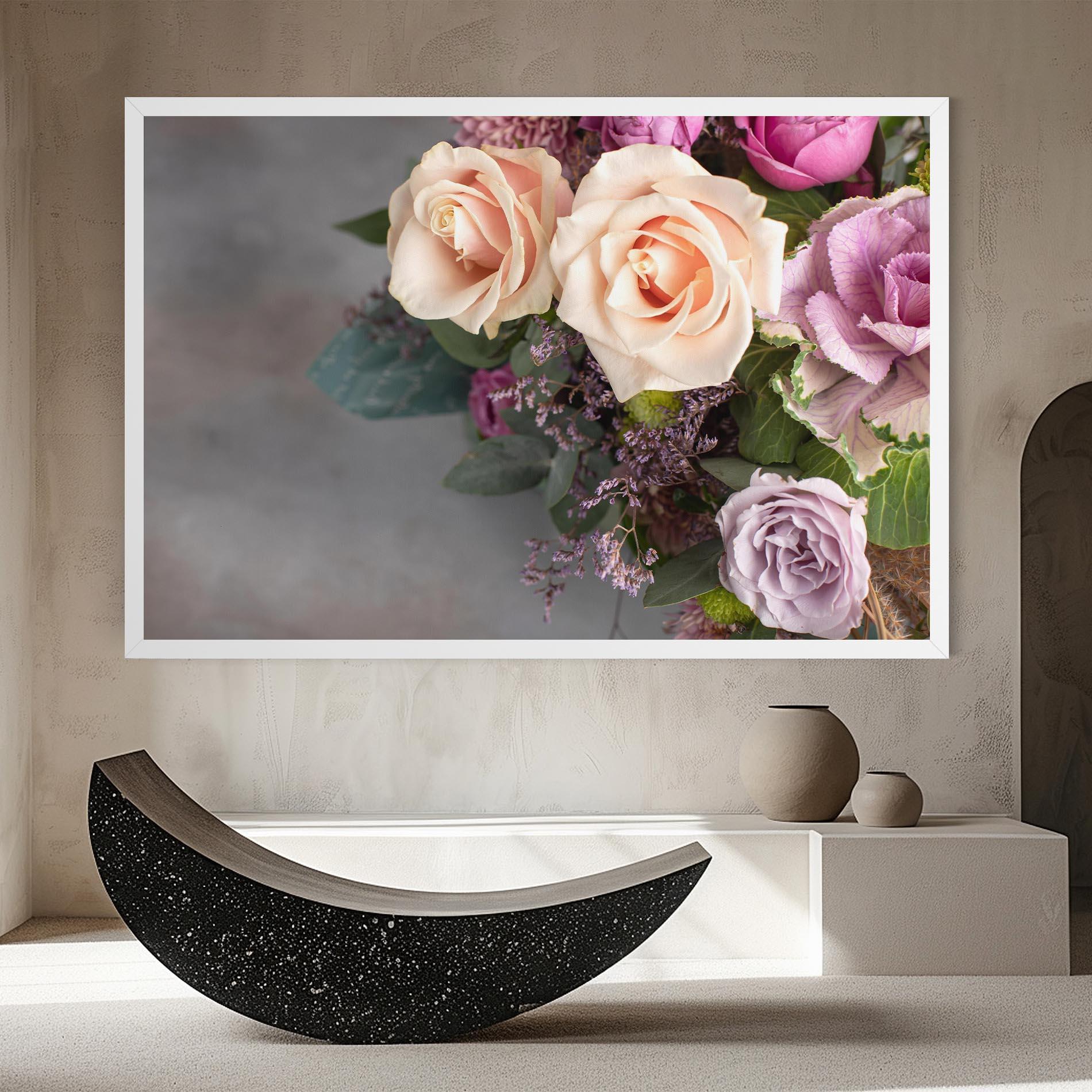 Leinwandbild Cream Purple Bouquet mockup 8