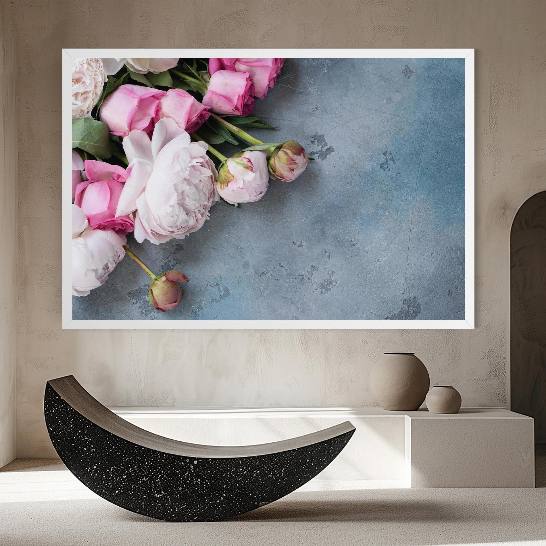 Leinwandbild Cute Pink Peonies mockup 8