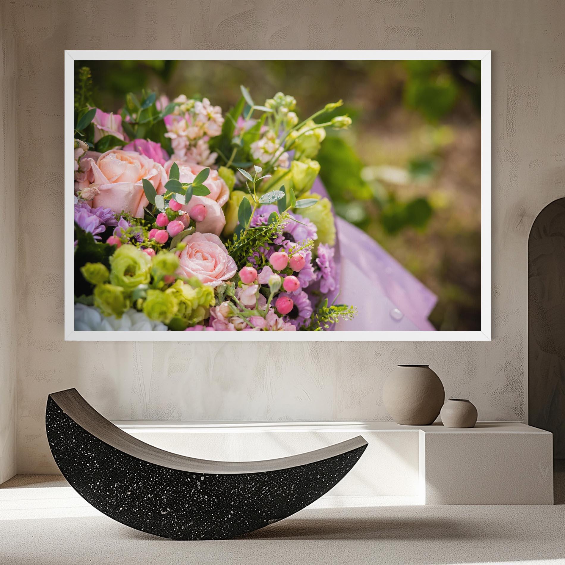 Leinwandbild Green Pink Bouquet mockup 8