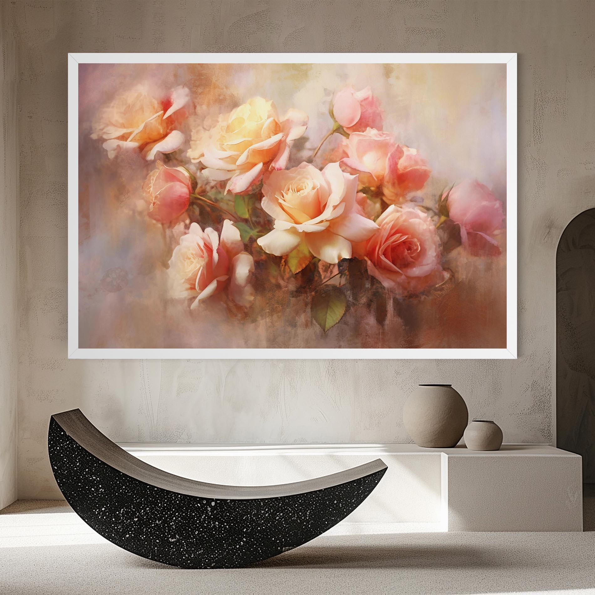 Leinwandbild Roses Bouquet Painting mockup 8