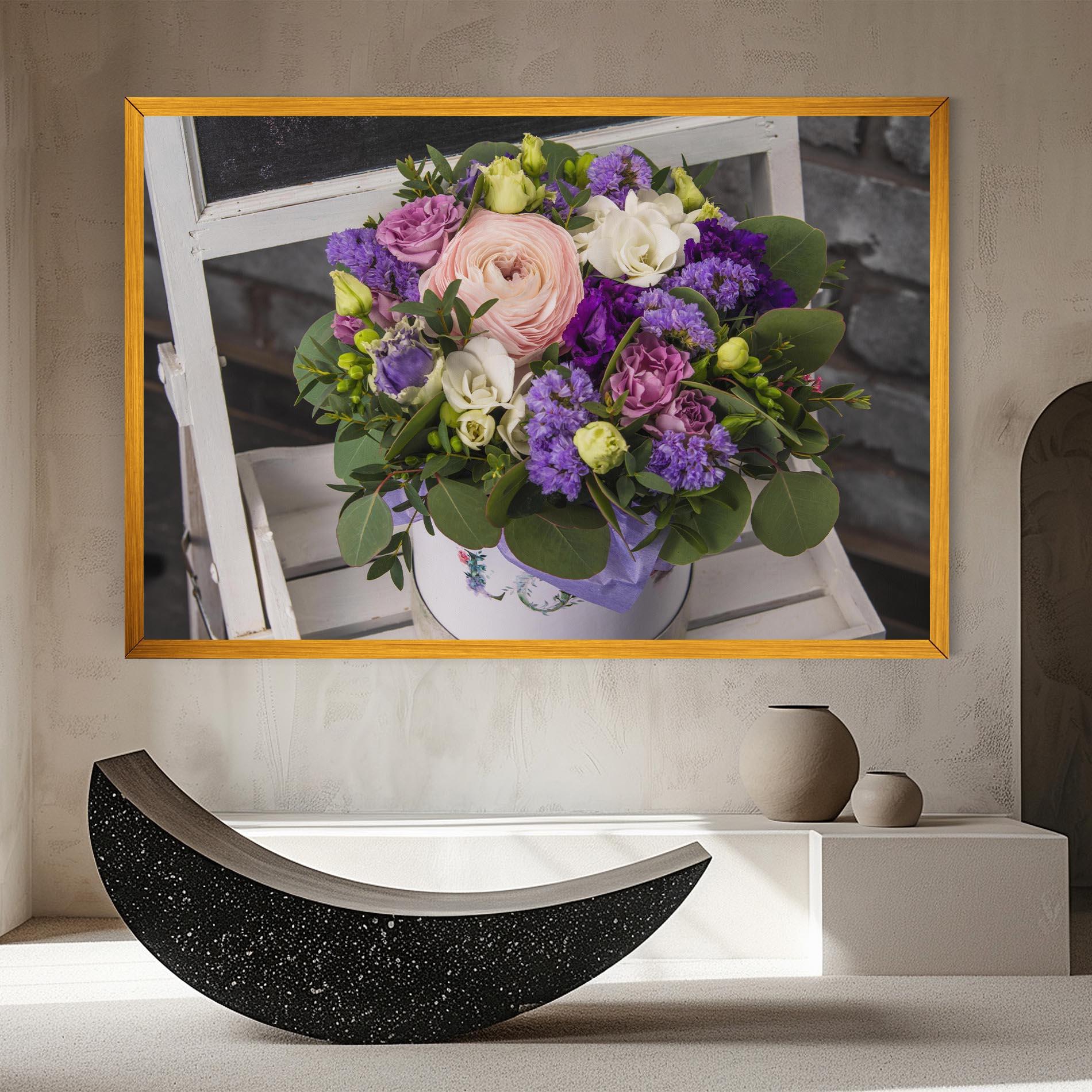 Leinwandbild Big Pink Rose Bouquet mockup 8