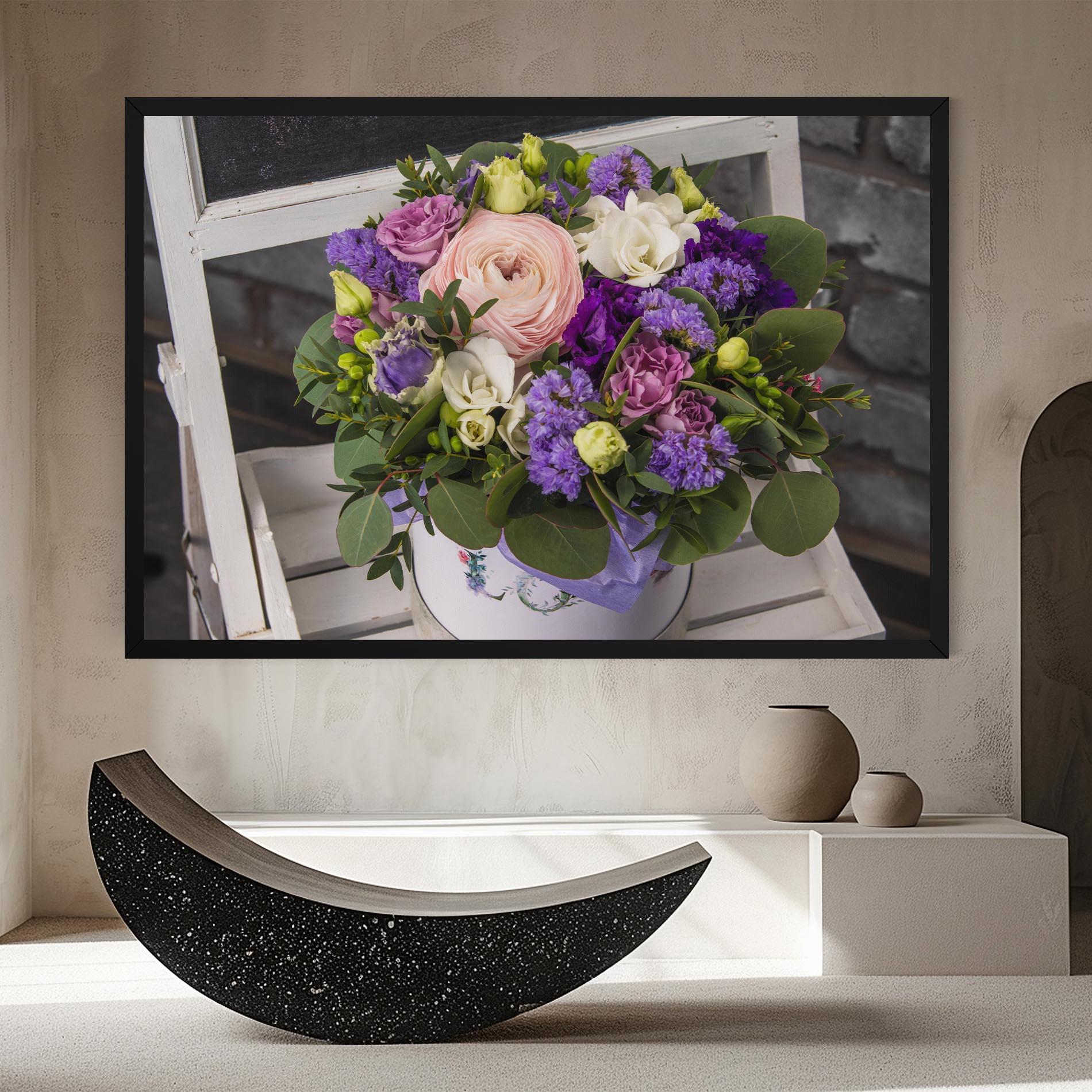 Leinwandbild Big Pink Rose Bouquet mockup 8