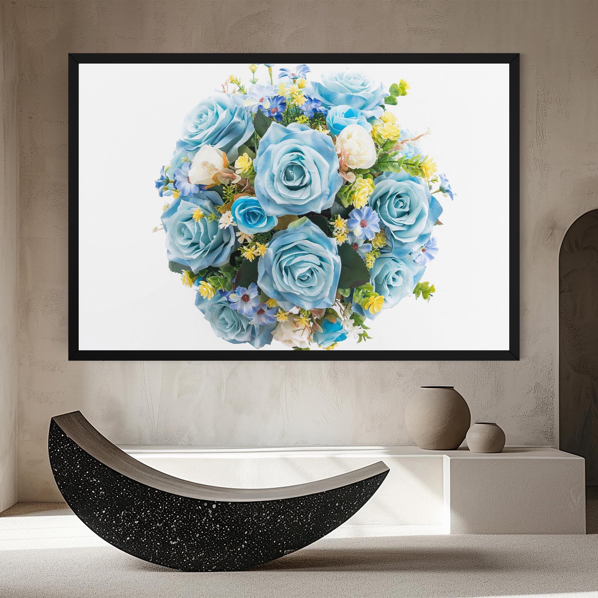 Leinwandbild Blue Roses Bouquet mockup 8