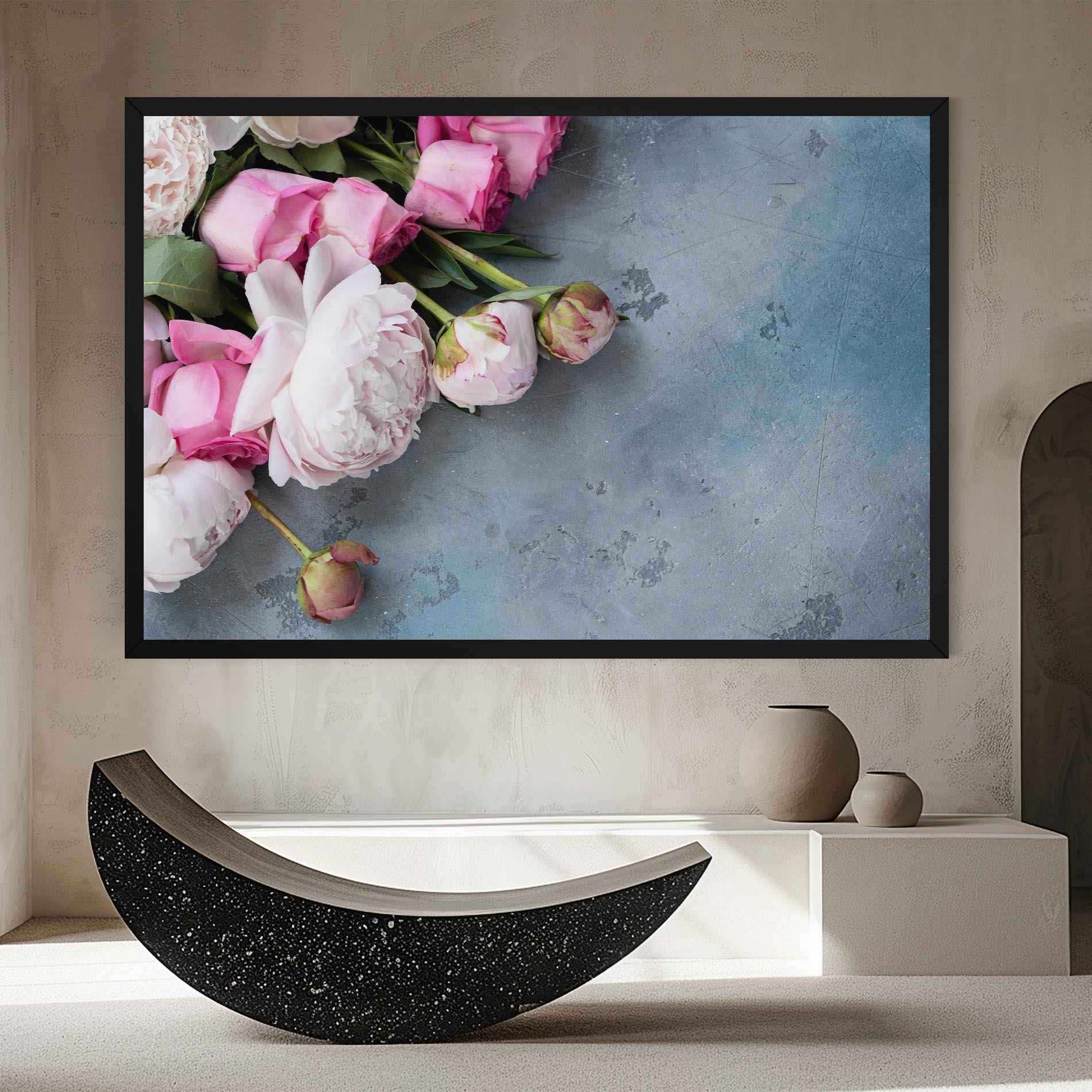 Leinwandbild Cute Pink Peonies mockup 8