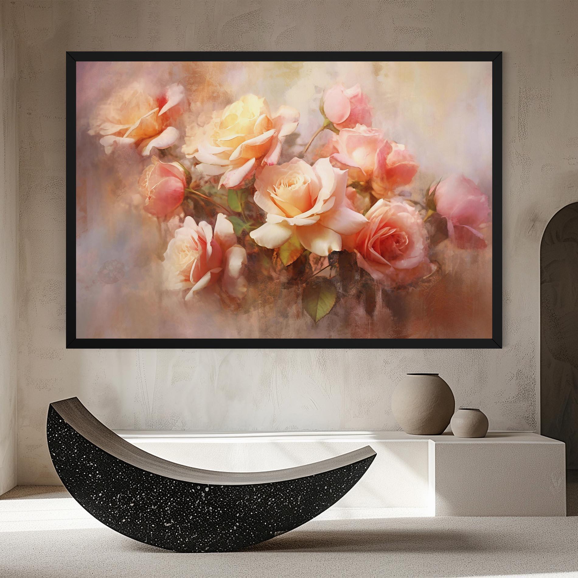 Leinwandbild Roses Bouquet Painting mockup 8