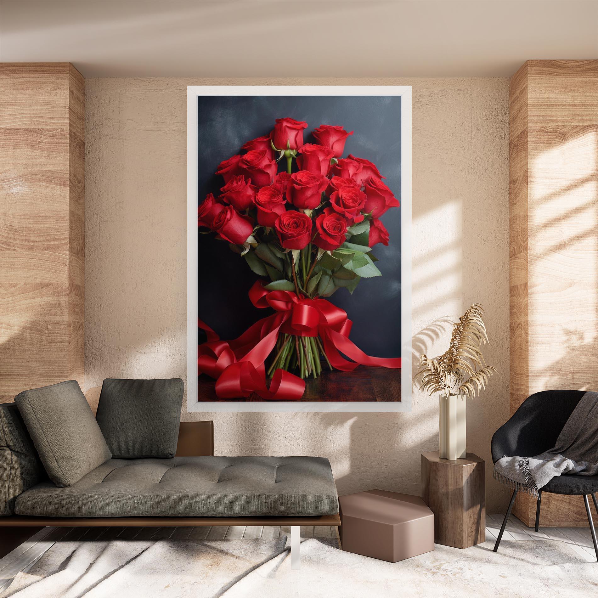 Leinwandbild Beautiful Red Roses Bouquet mockup 8