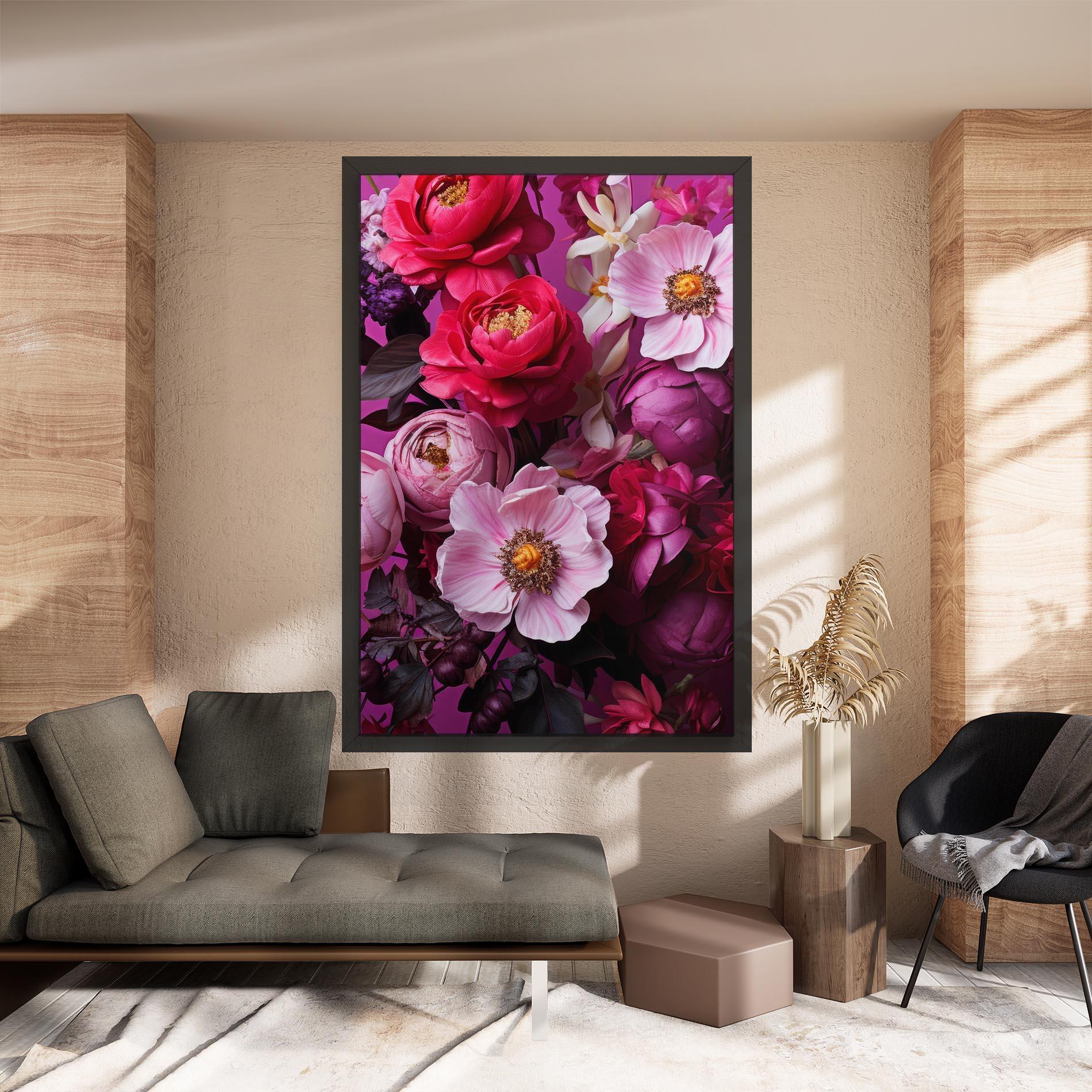 Leinwandbild Pink Red Bouquet mockup 8