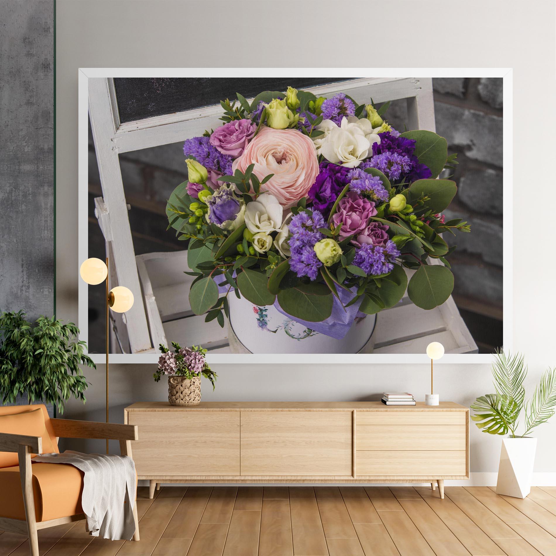 Leinwandbild Big Pink Rose Bouquet mockup 9