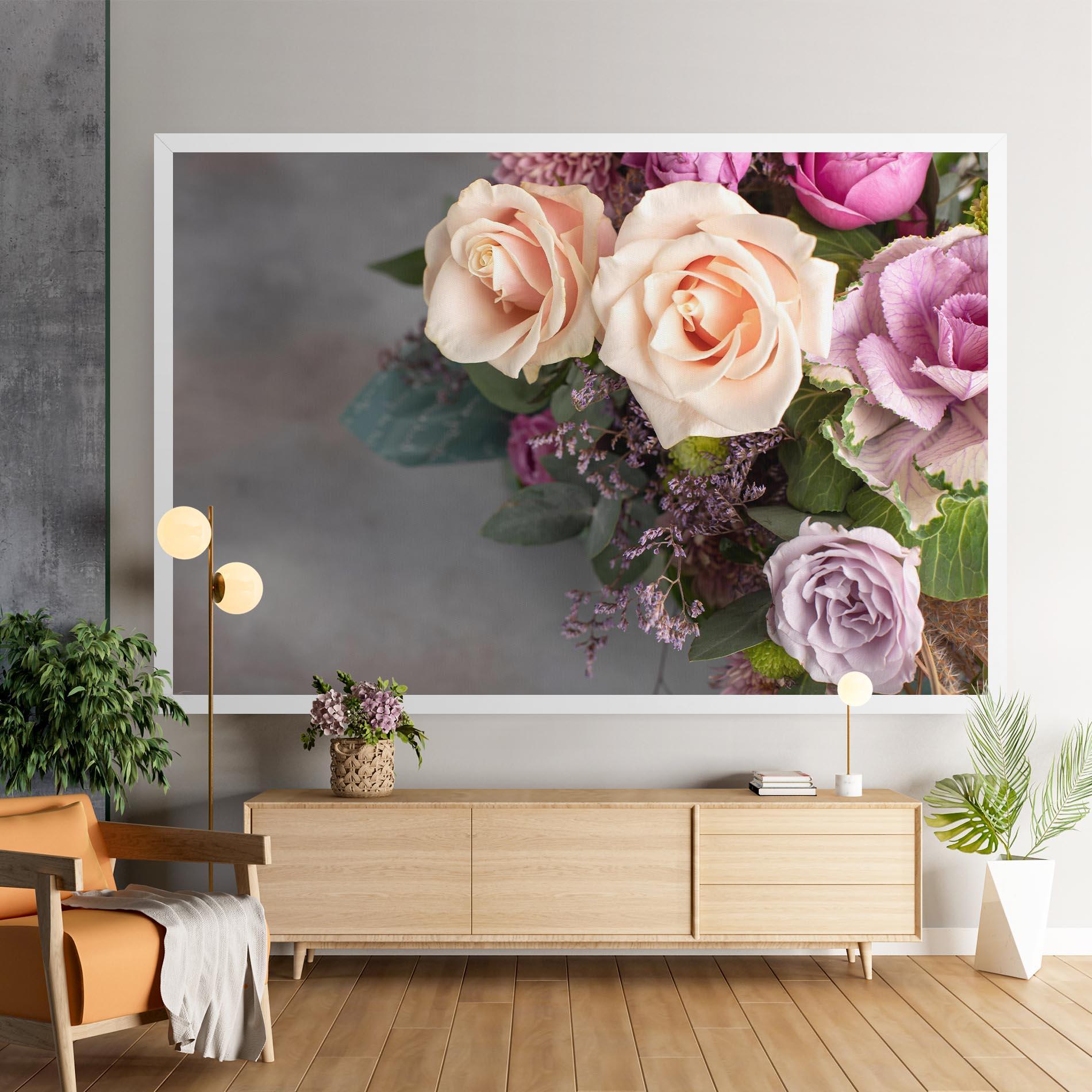 Leinwandbild Cream Purple Bouquet mockup 9