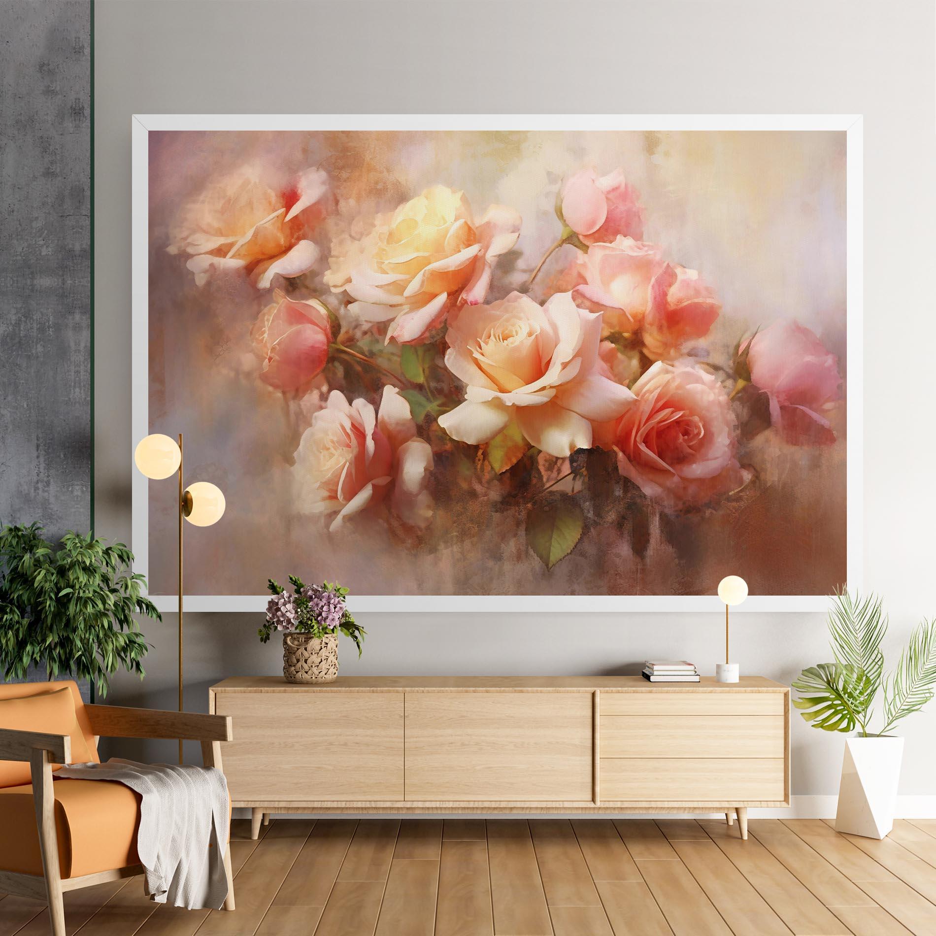 Leinwandbild Roses Bouquet Painting mockup 9