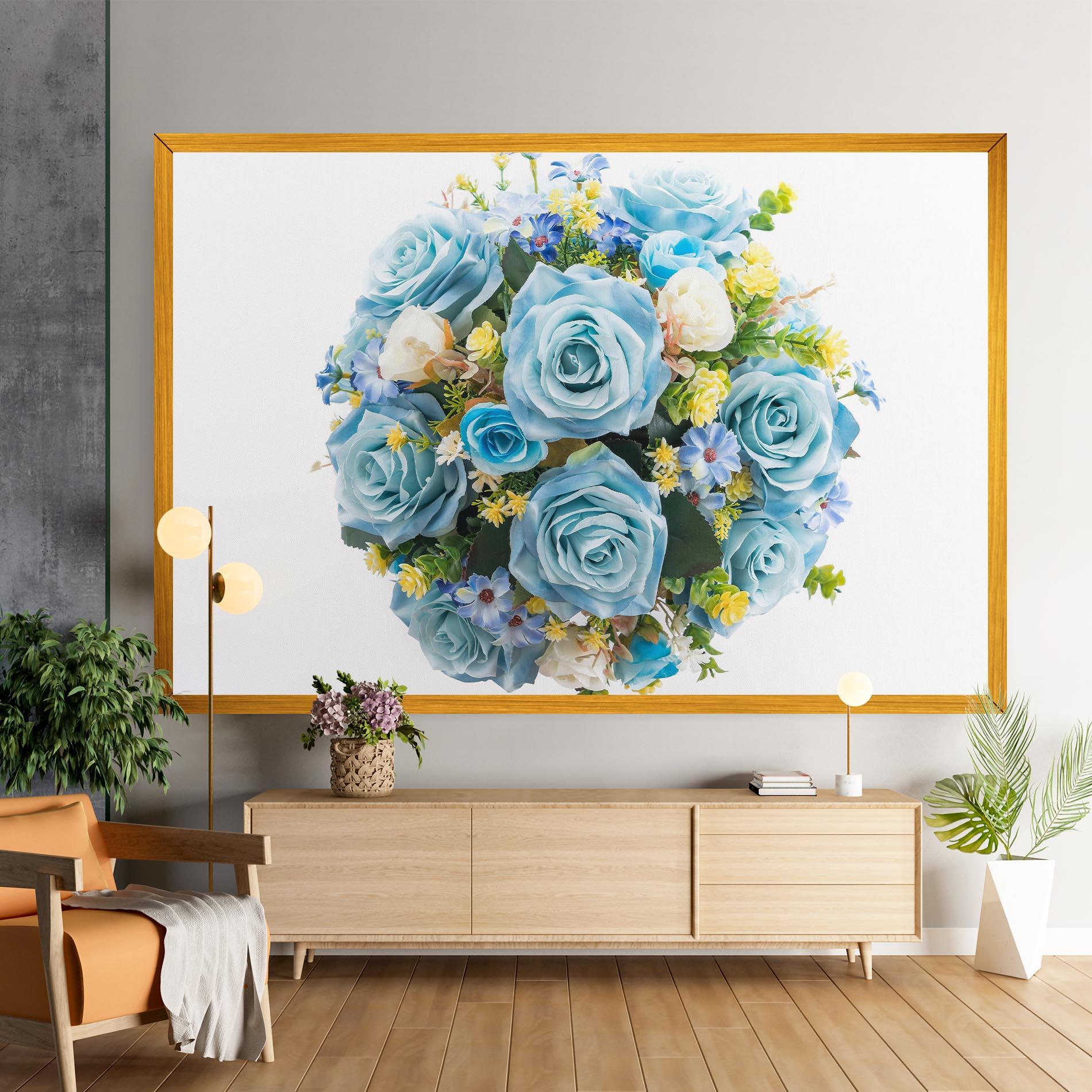Leinwandbild Blue Roses Bouquet mockup 9