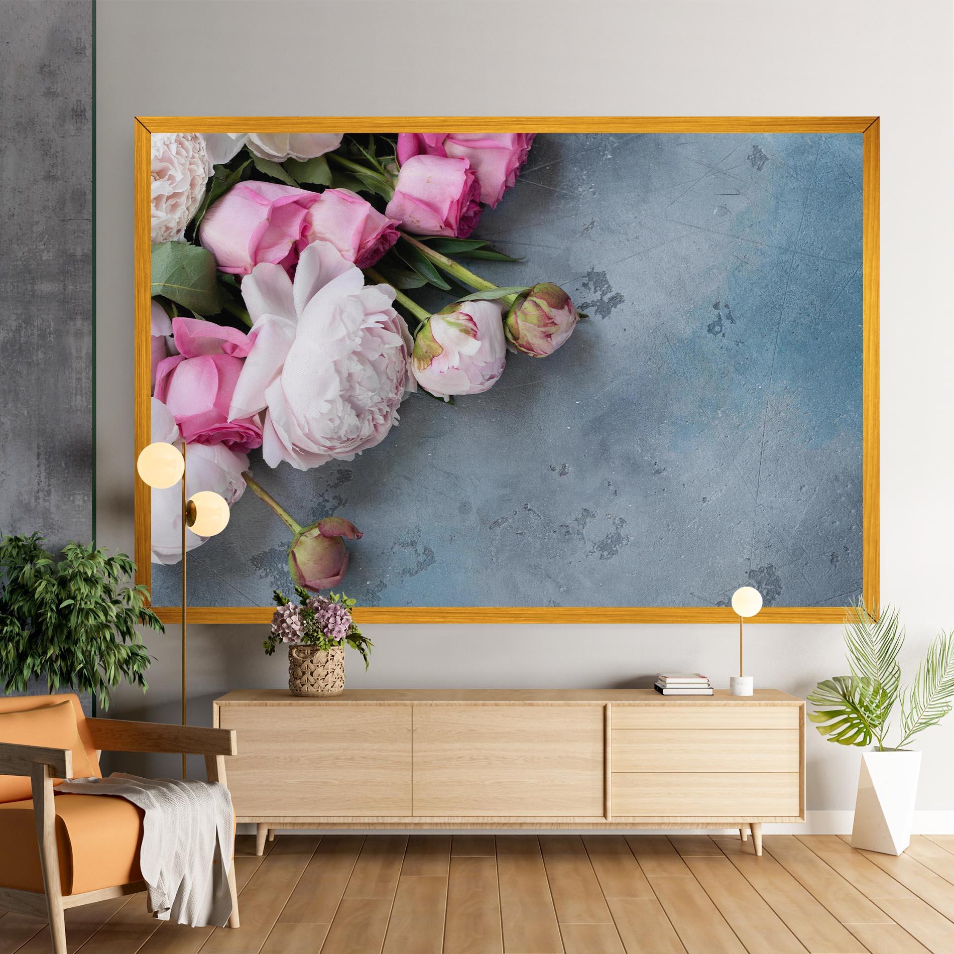 Leinwandbild Cute Pink Peonies mockup 9