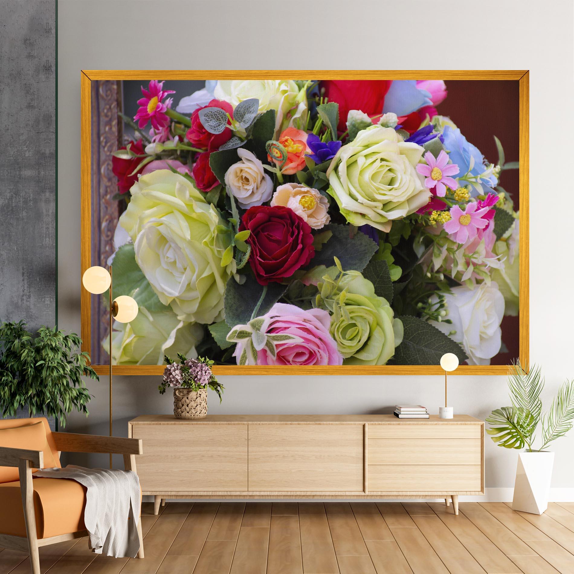 Leinwandbild Mixed Roses Bouquet mockup 9