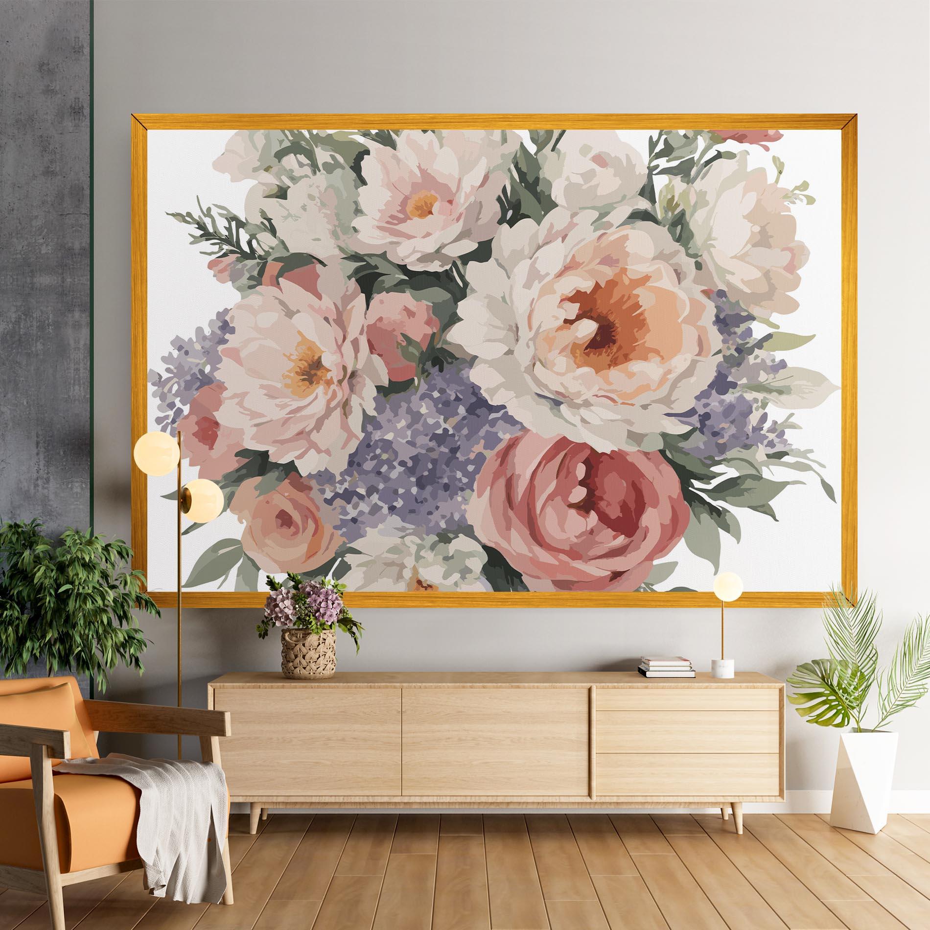 Leinwandbild Pretty Watercolor Bouquet mockup 9