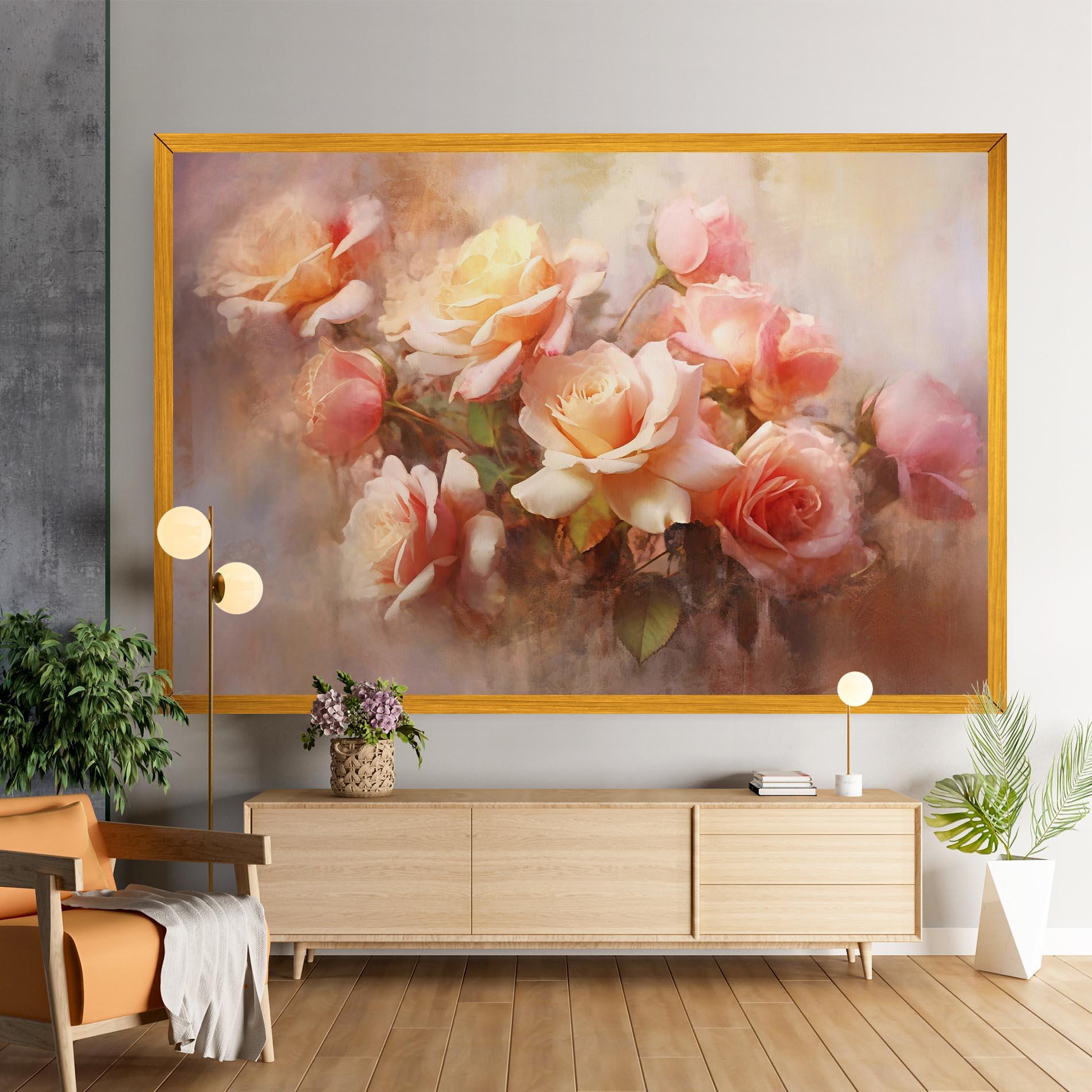 Leinwandbild Roses Bouquet Painting mockup 9