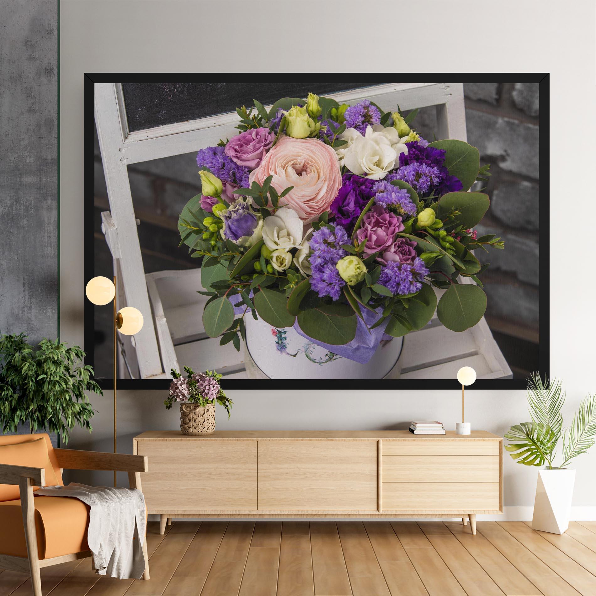 Leinwandbild Big Pink Rose Bouquet mockup 9