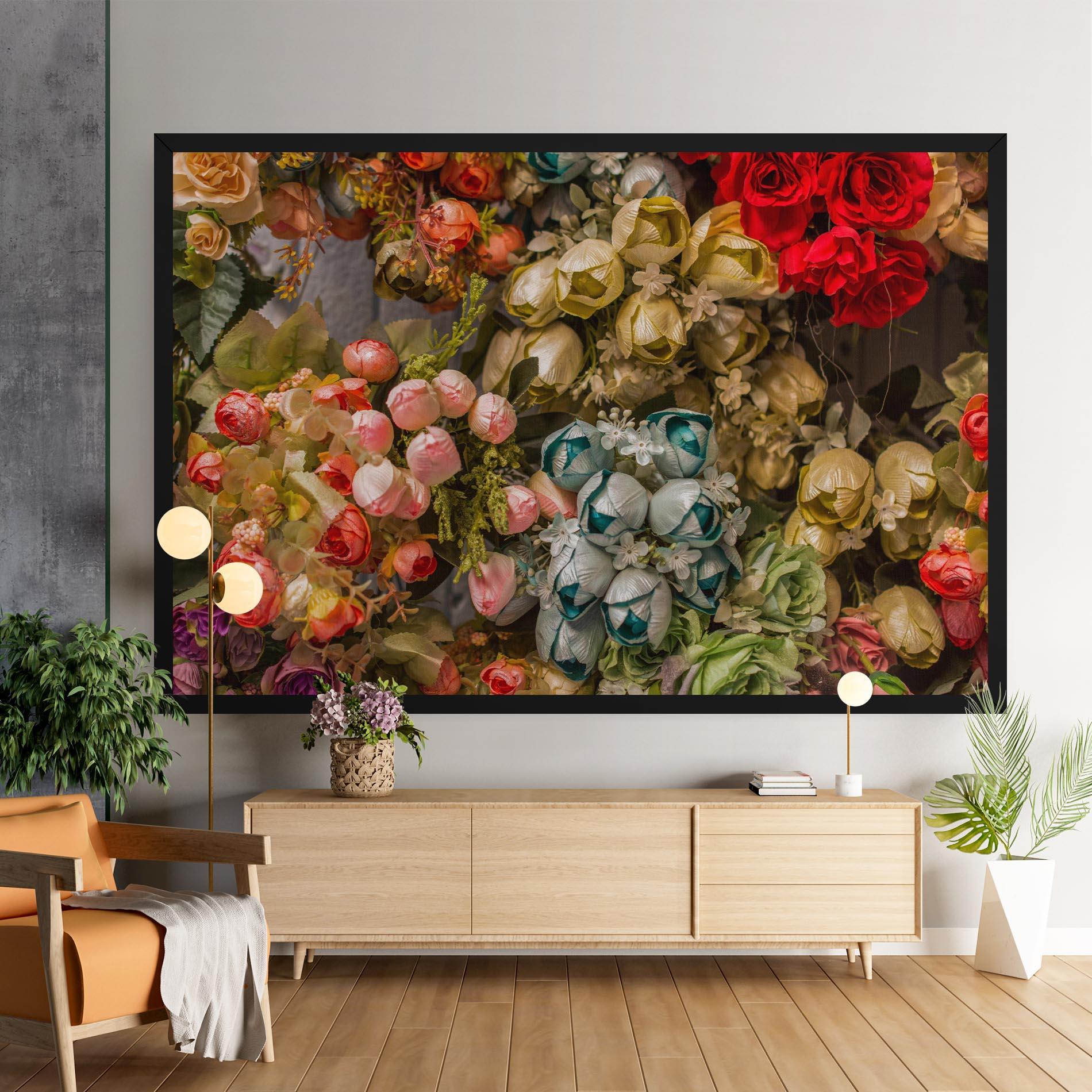 Leinwandbild Fake Flowers Wall mockup 9