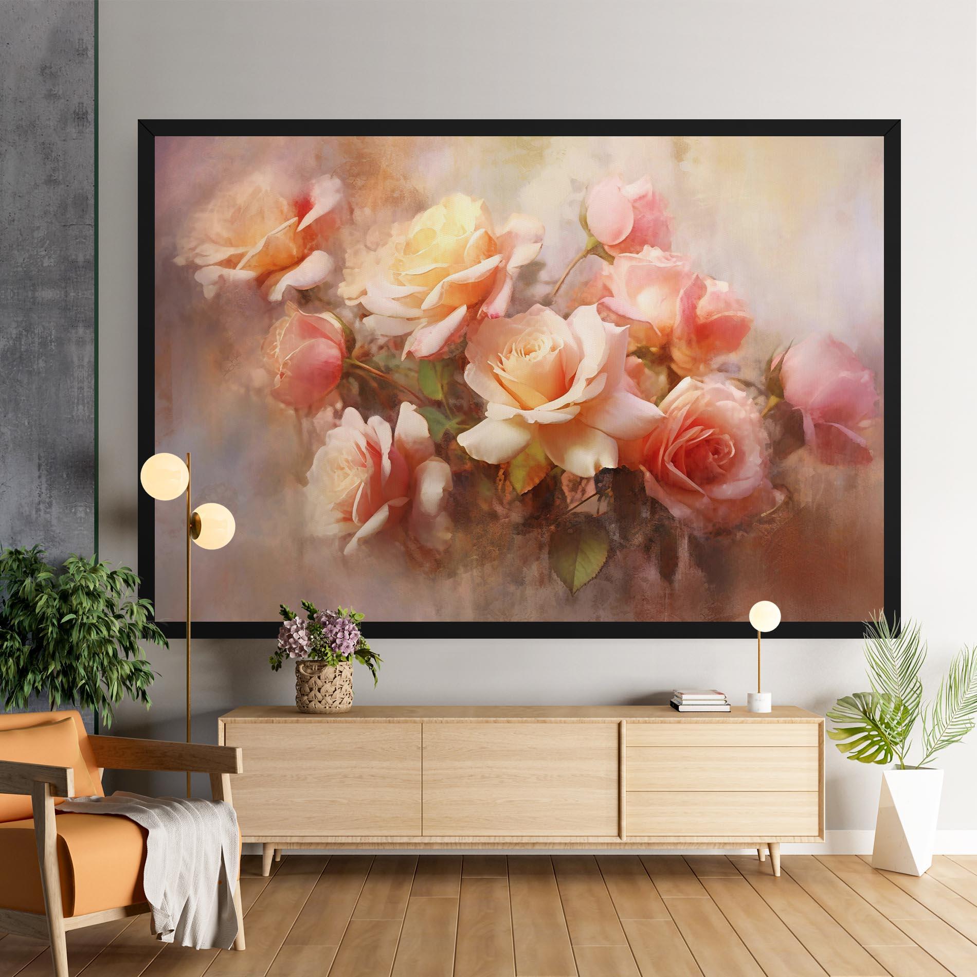 Leinwandbild Roses Bouquet Painting mockup 9