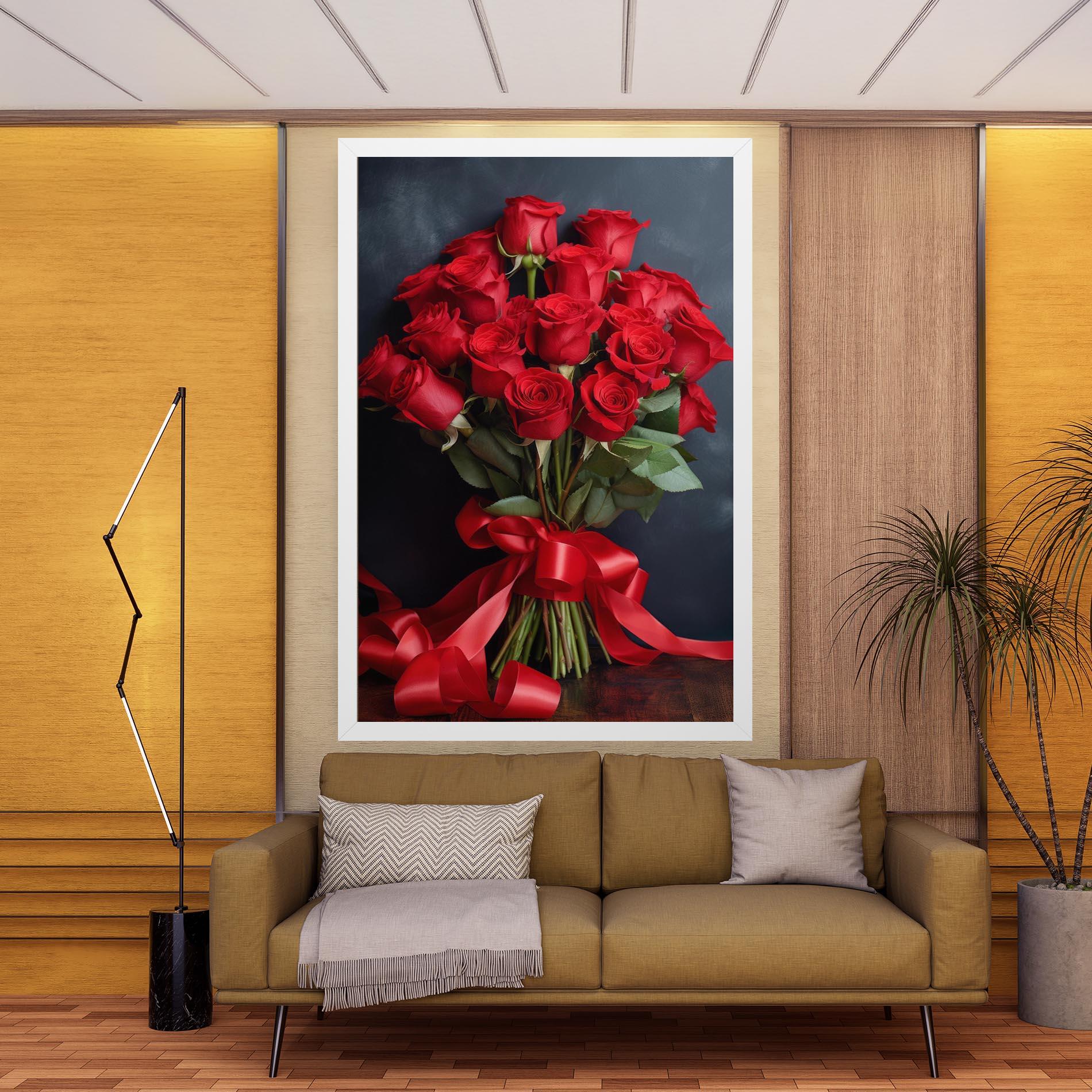 Leinwandbild Beautiful Red Roses Bouquet mockup 9