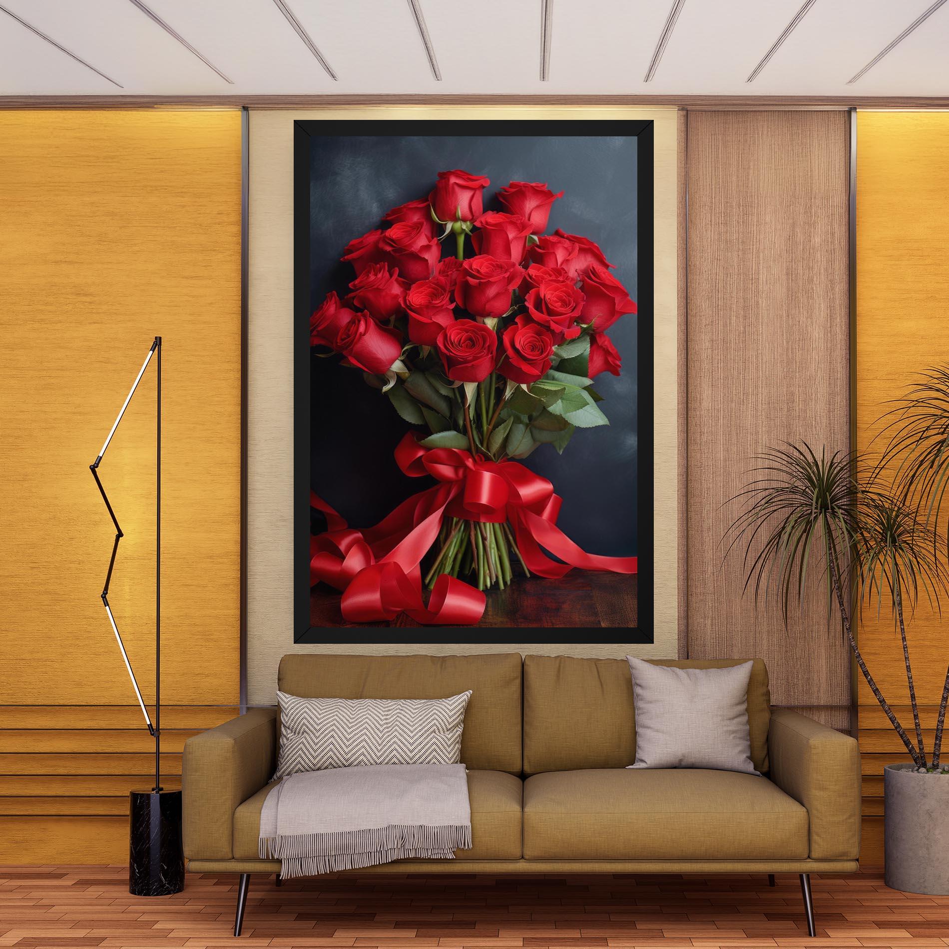 Leinwandbild Beautiful Red Roses Bouquet mockup 9