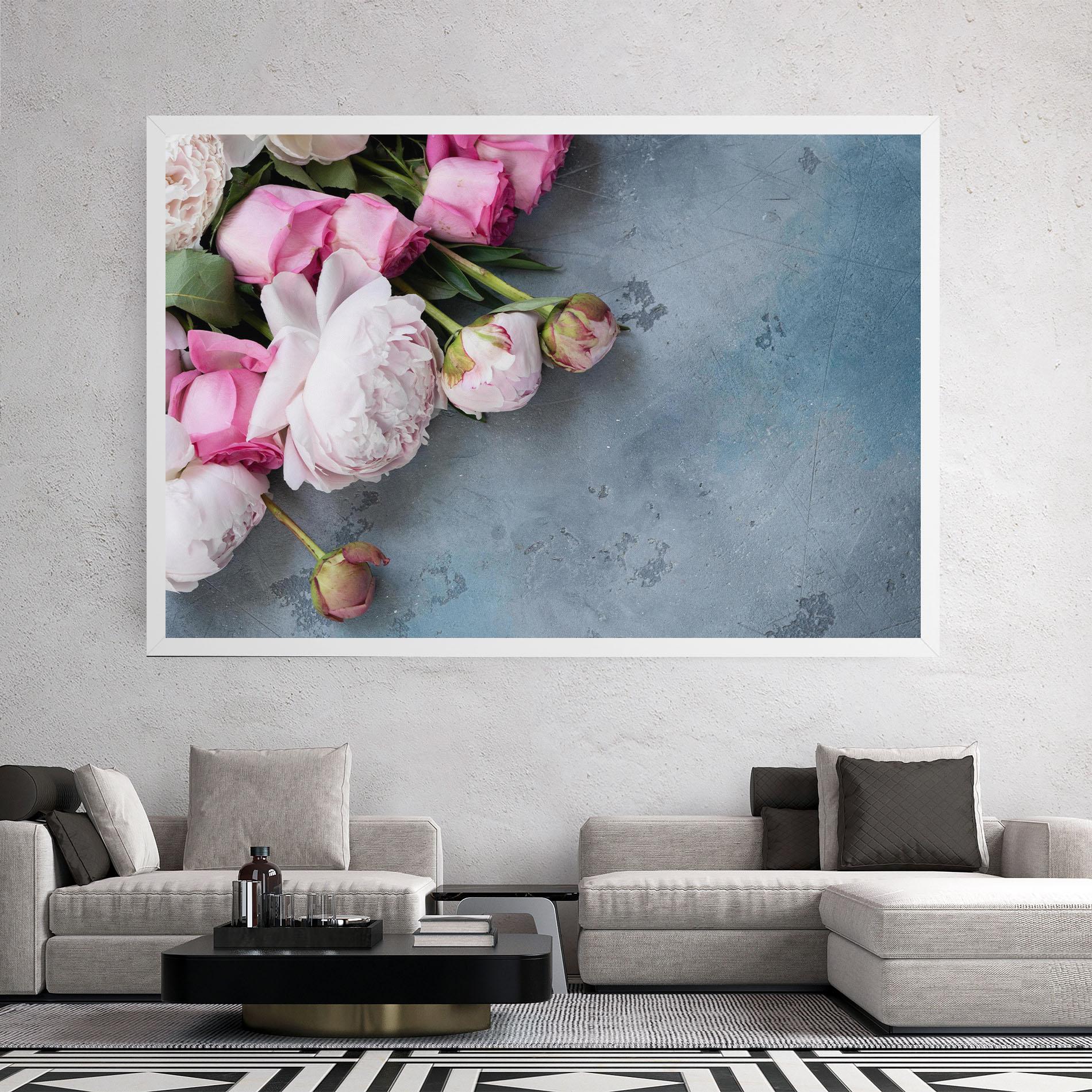 Leinwandbild Cute Pink Peonies mockup 2