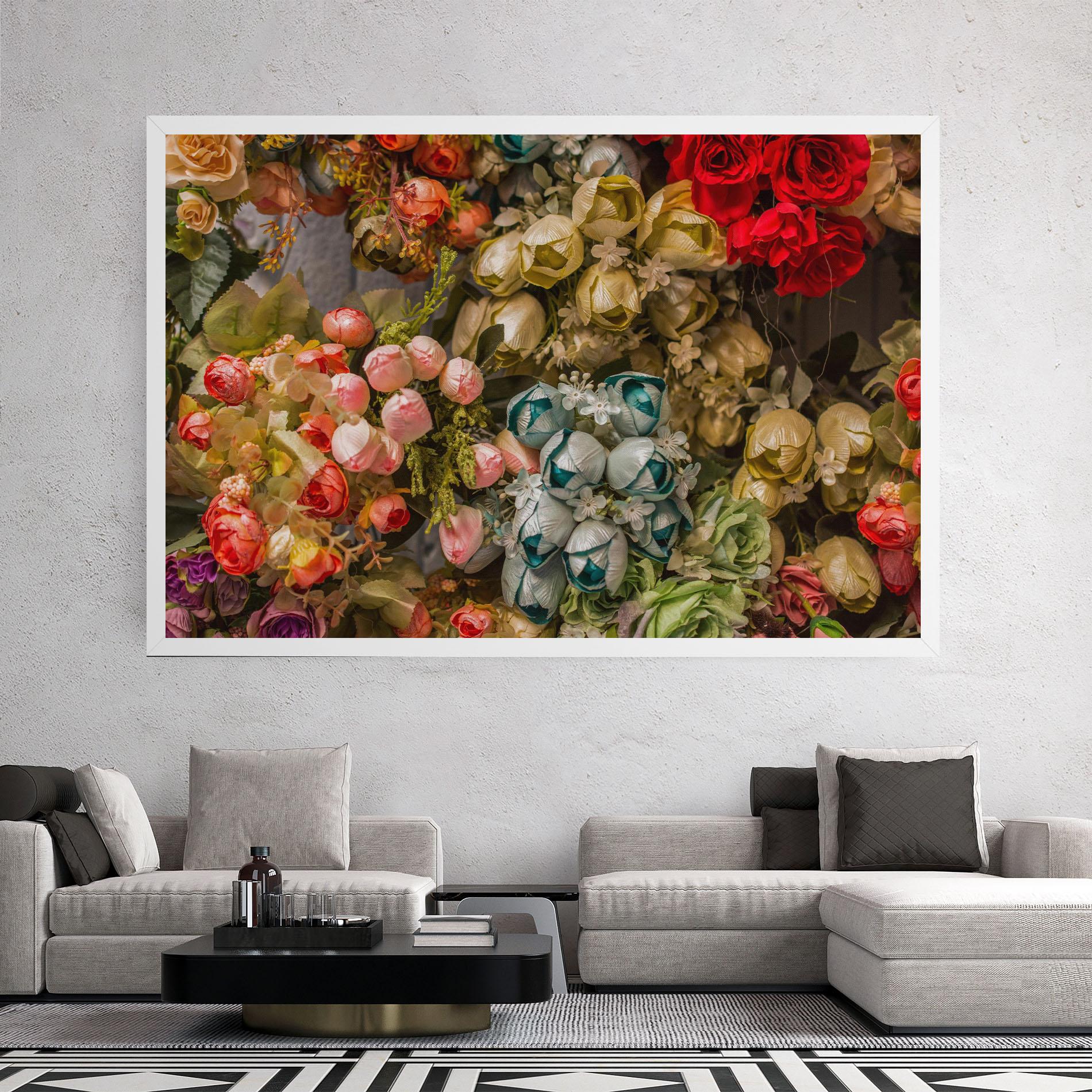 Leinwandbild Fake Flowers Wall mockup 2