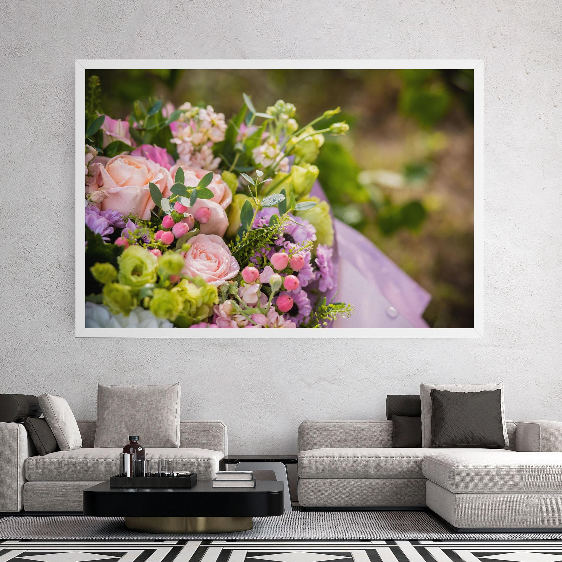 Leinwandbild Green Pink Bouquet mockup 2