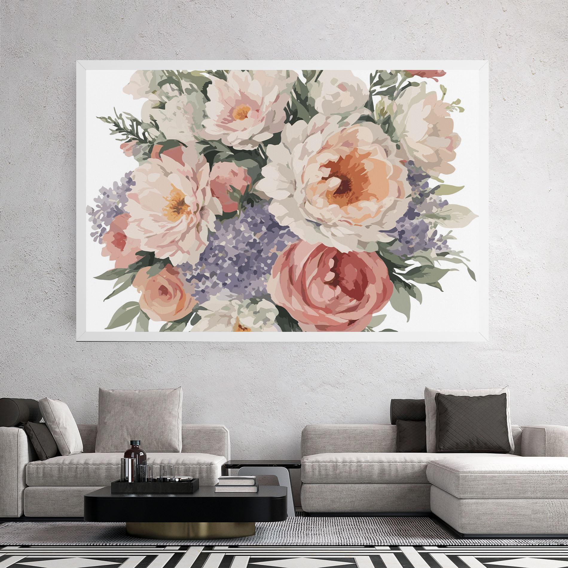 Leinwandbild Pretty Watercolor Bouquet mockup 2