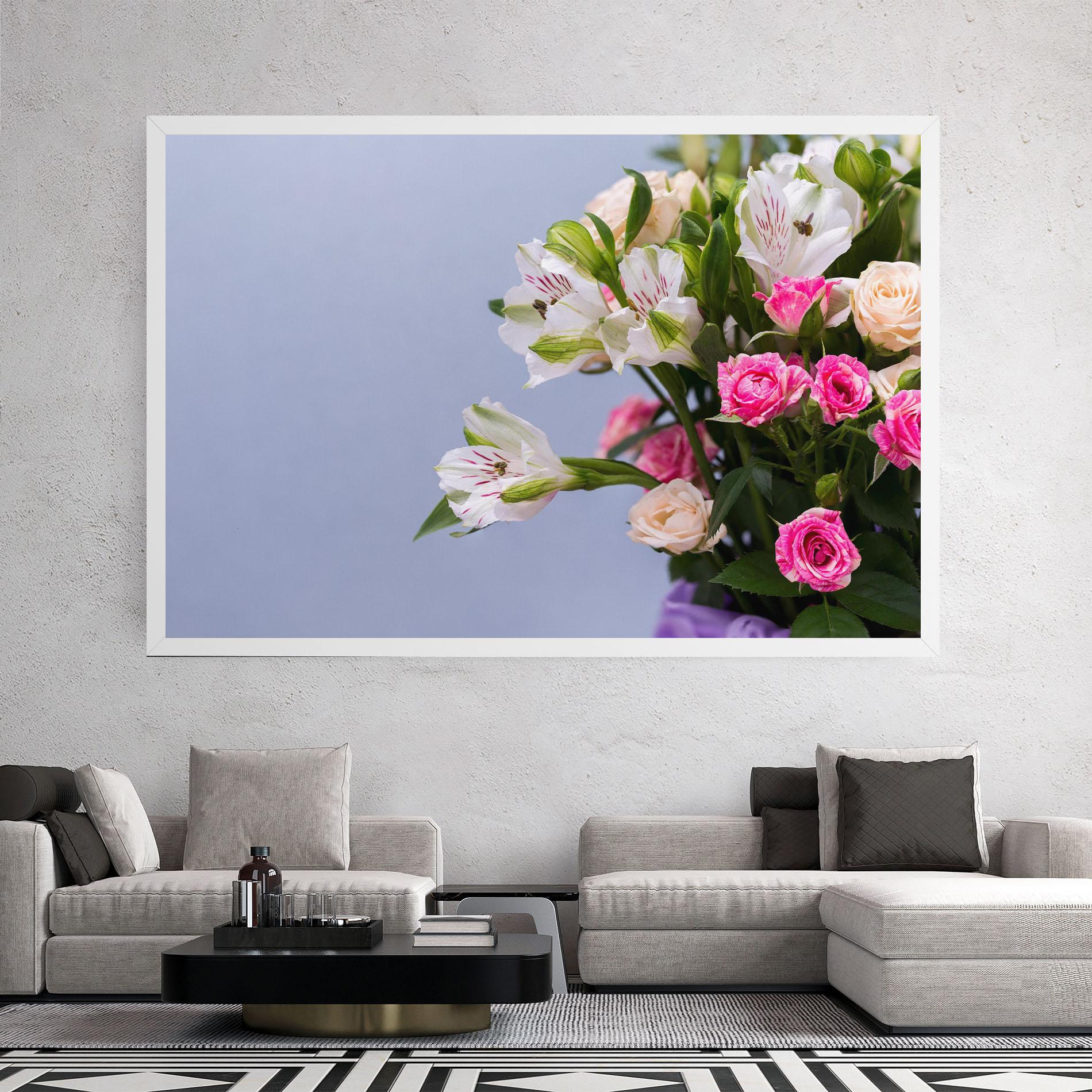 Leinwandbild White Pink Bouquet mockup 2