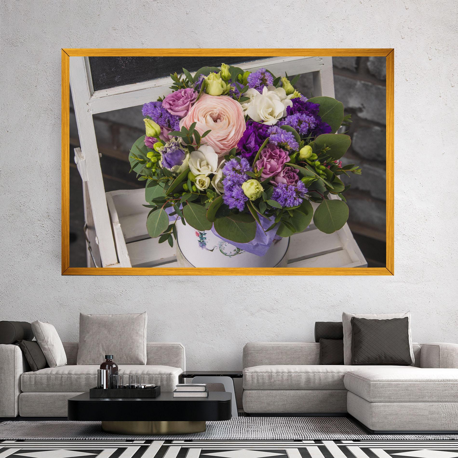 Leinwandbild Big Pink Rose Bouquet mockup 2