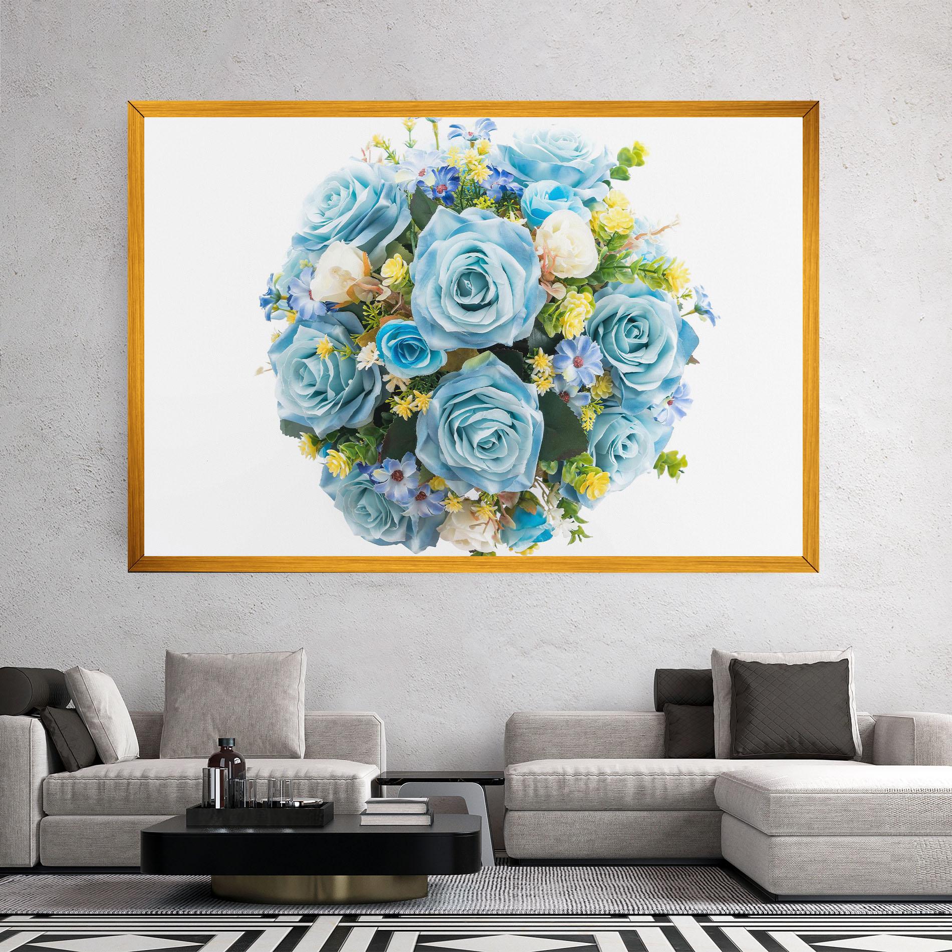 Leinwandbild Blue Roses Bouquet mockup 2