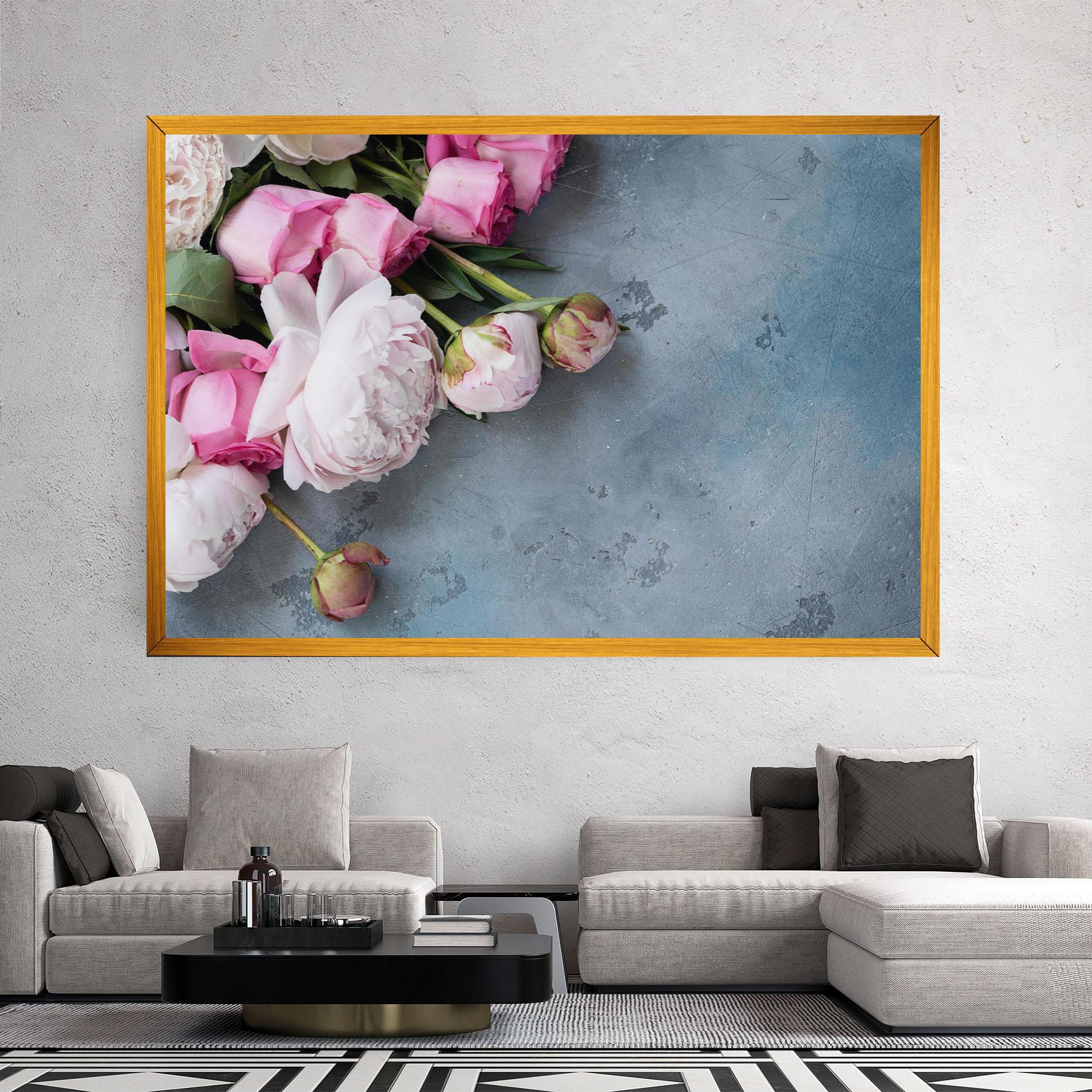 Leinwandbild Cute Pink Peonies mockup 2