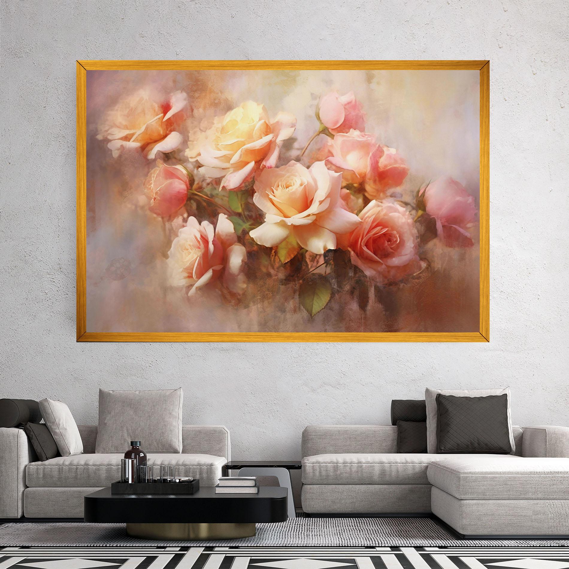 Leinwandbild Roses Bouquet Painting mockup 2