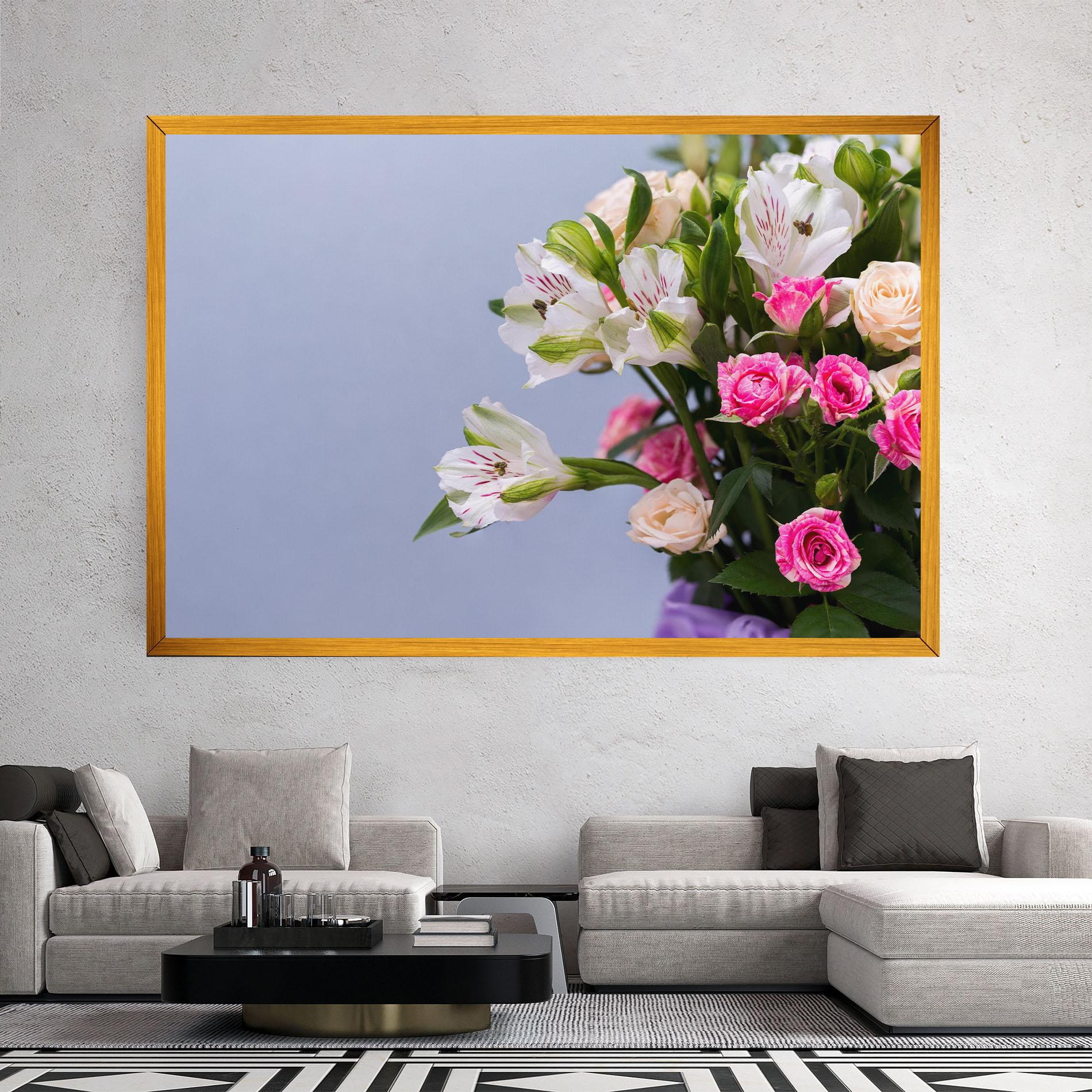 Leinwandbild White Pink Bouquet mockup 2