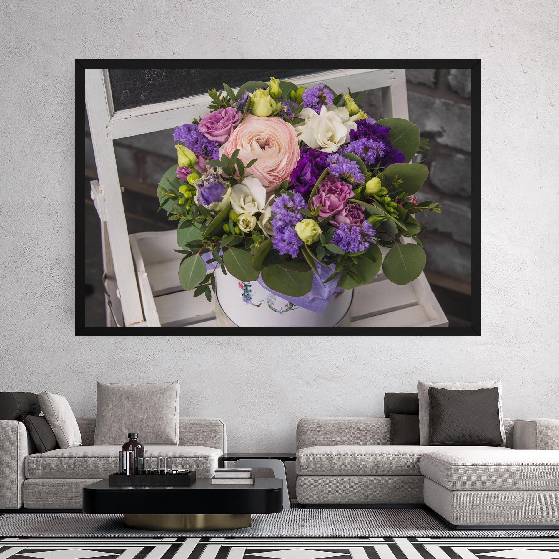 Leinwandbild Big Pink Rose Bouquet mockup 2