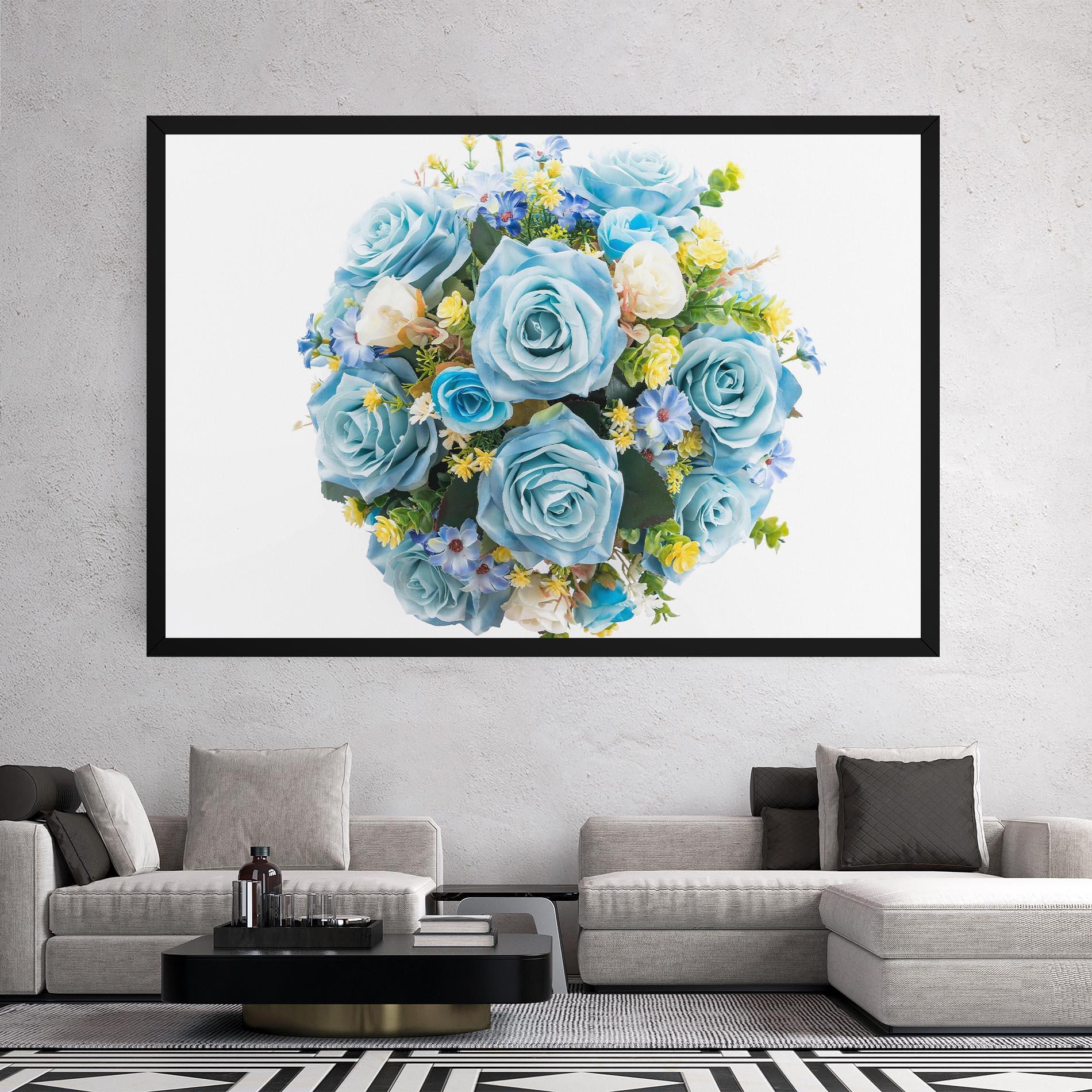 Leinwandbild Blue Roses Bouquet mockup 2