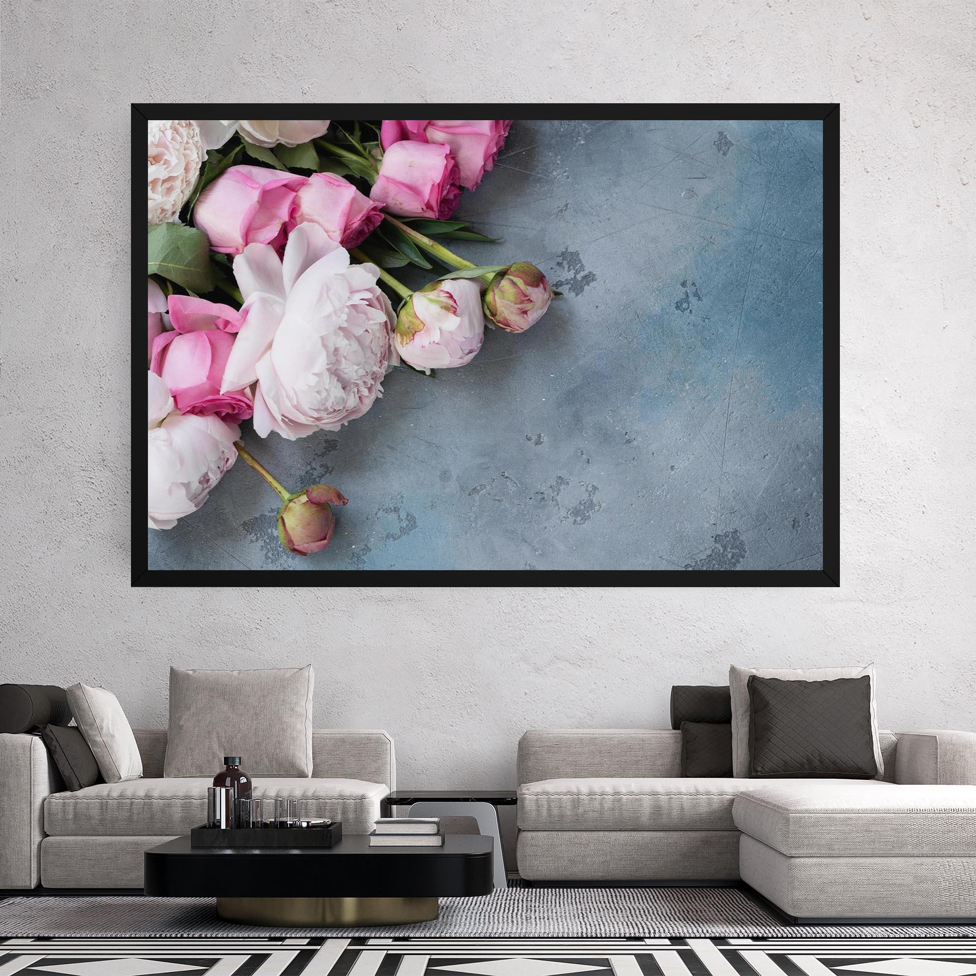 Leinwandbild Cute Pink Peonies mockup 2