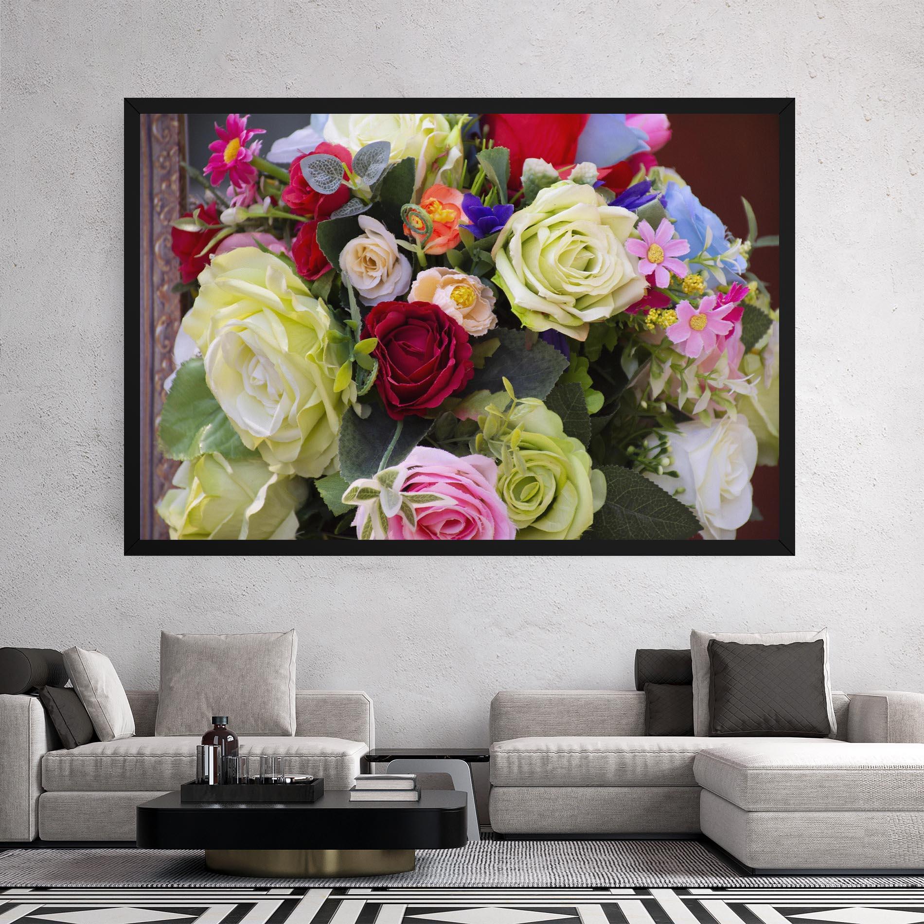 Leinwandbild Mixed Roses Bouquet mockup 2
