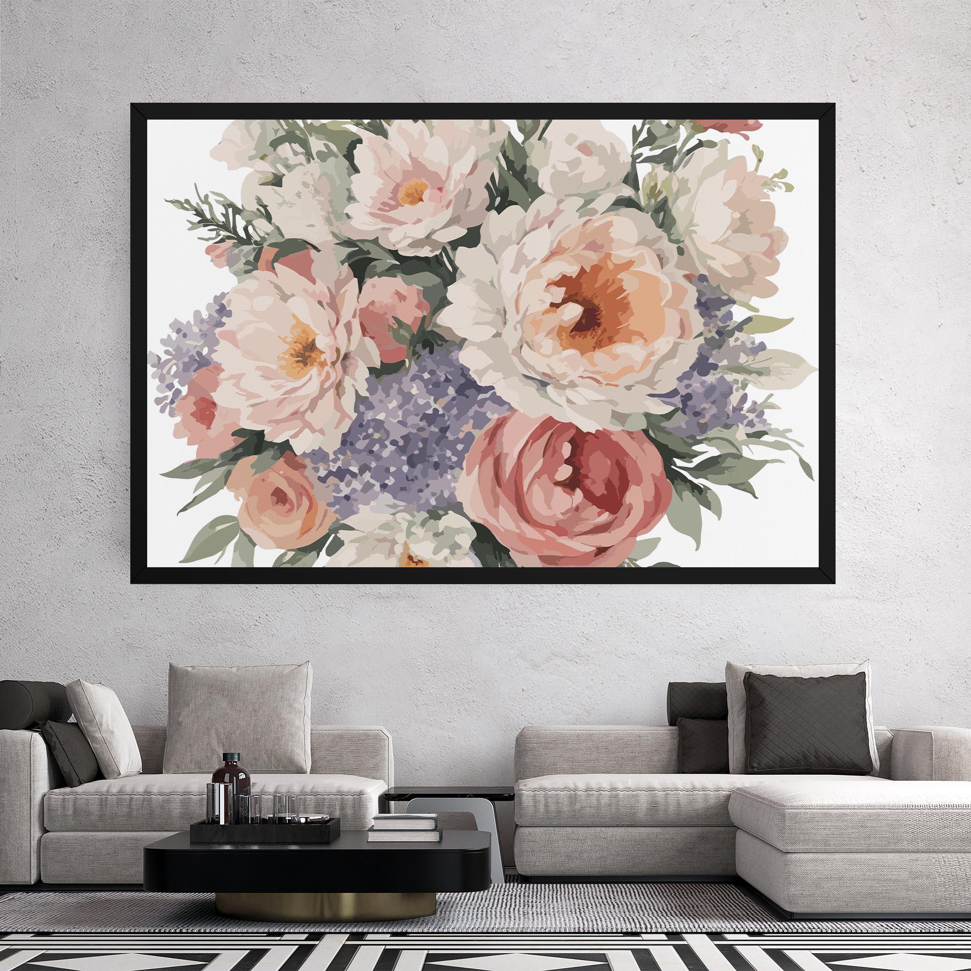 Leinwandbild Pretty Watercolor Bouquet mockup 2