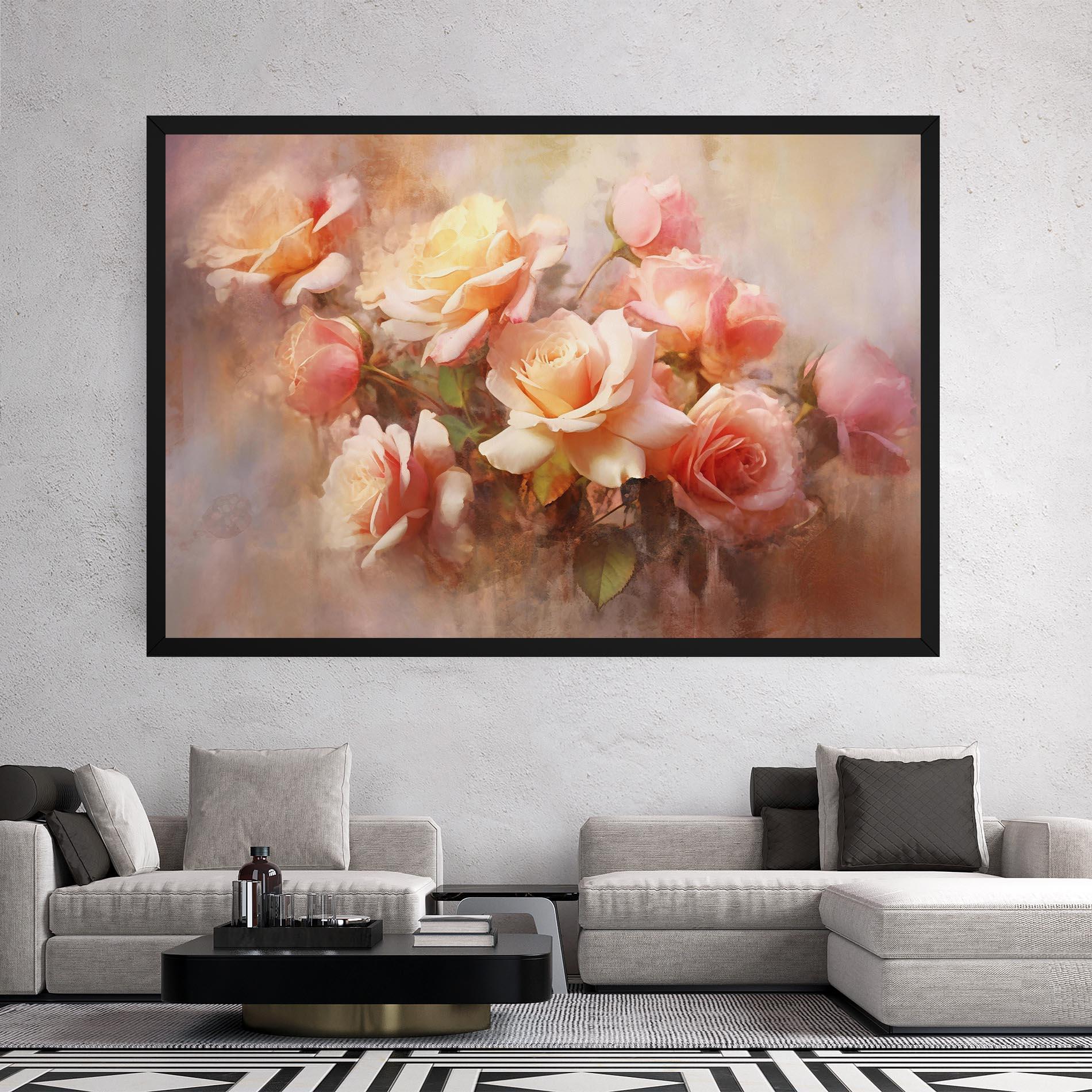 Leinwandbild Roses Bouquet Painting mockup 2