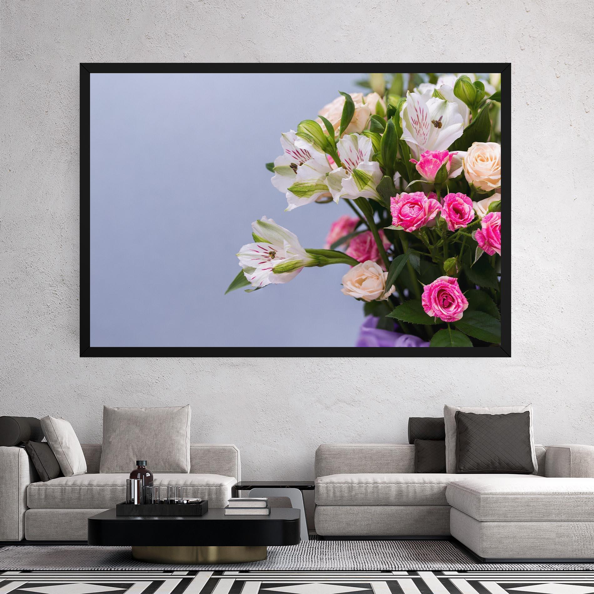Leinwandbild White Pink Bouquet mockup 2