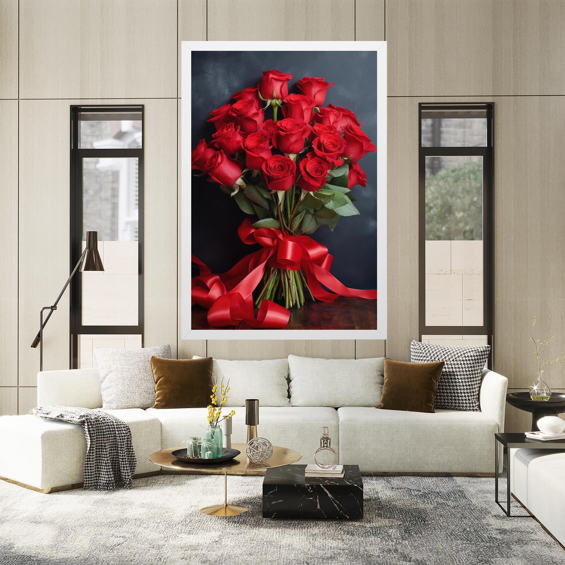 Leinwandbild Beautiful Red Roses Bouquet mockup 2