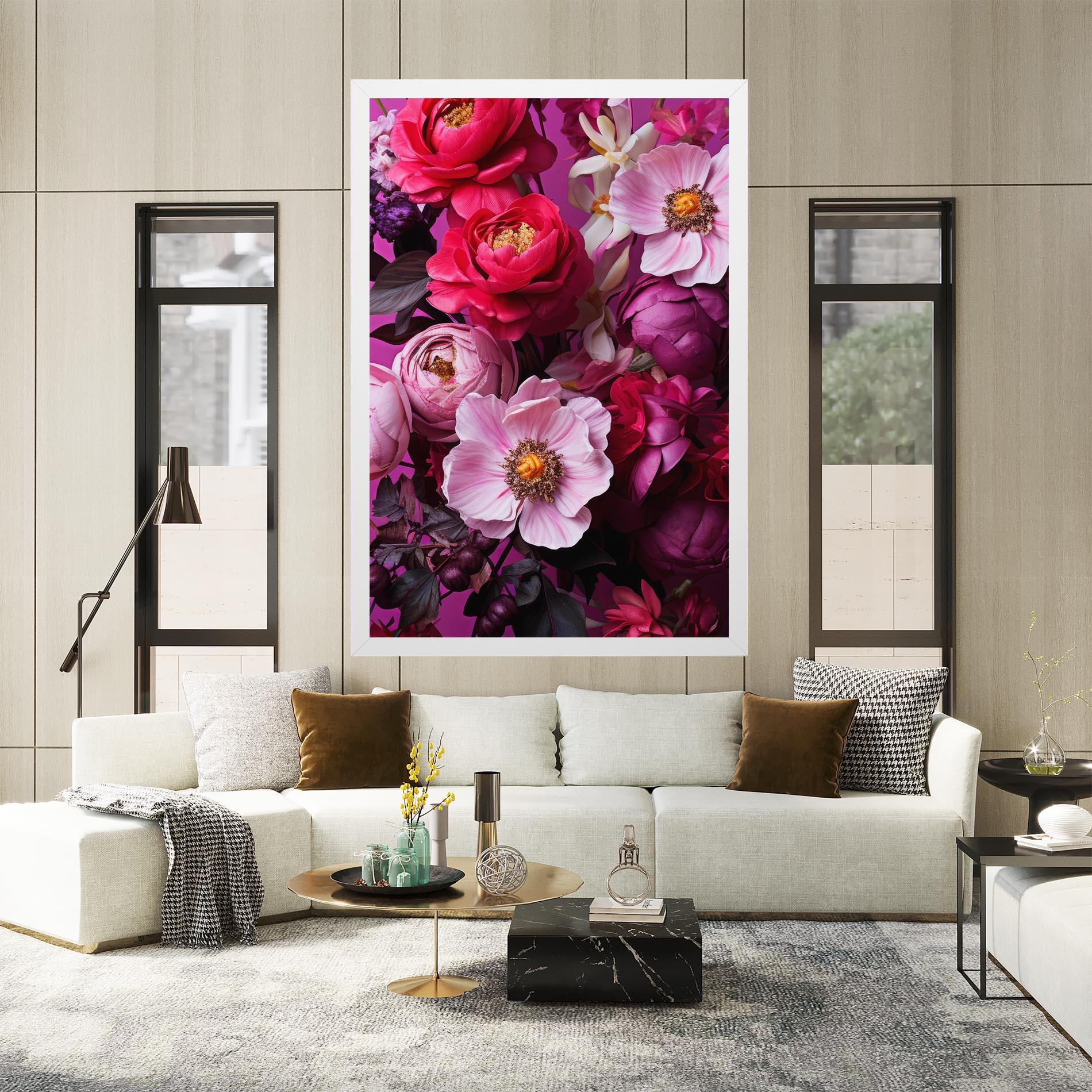 Leinwandbild Pink Red Bouquet mockup 2