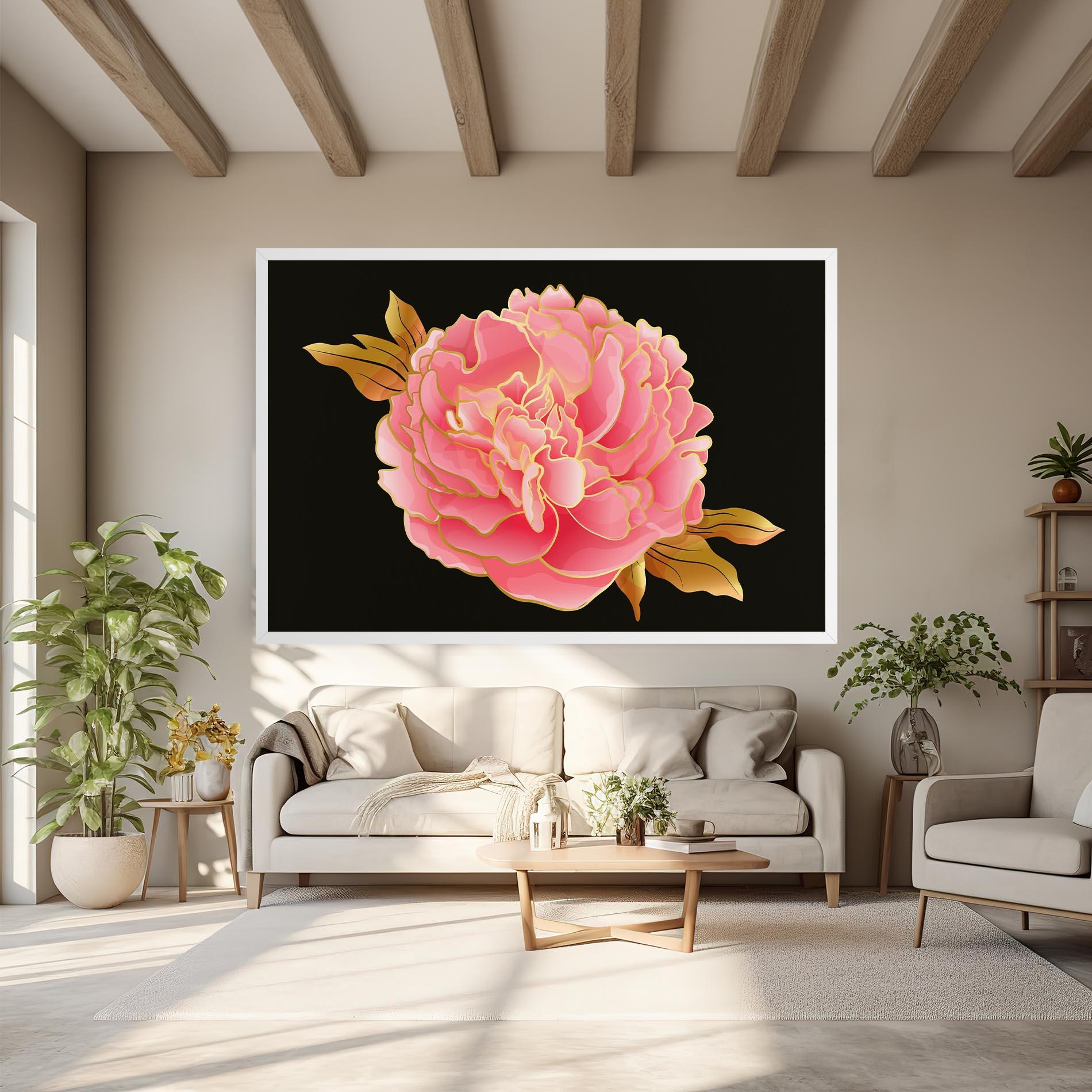 Leinwandbild Gold Pinkk Peony mockup 6