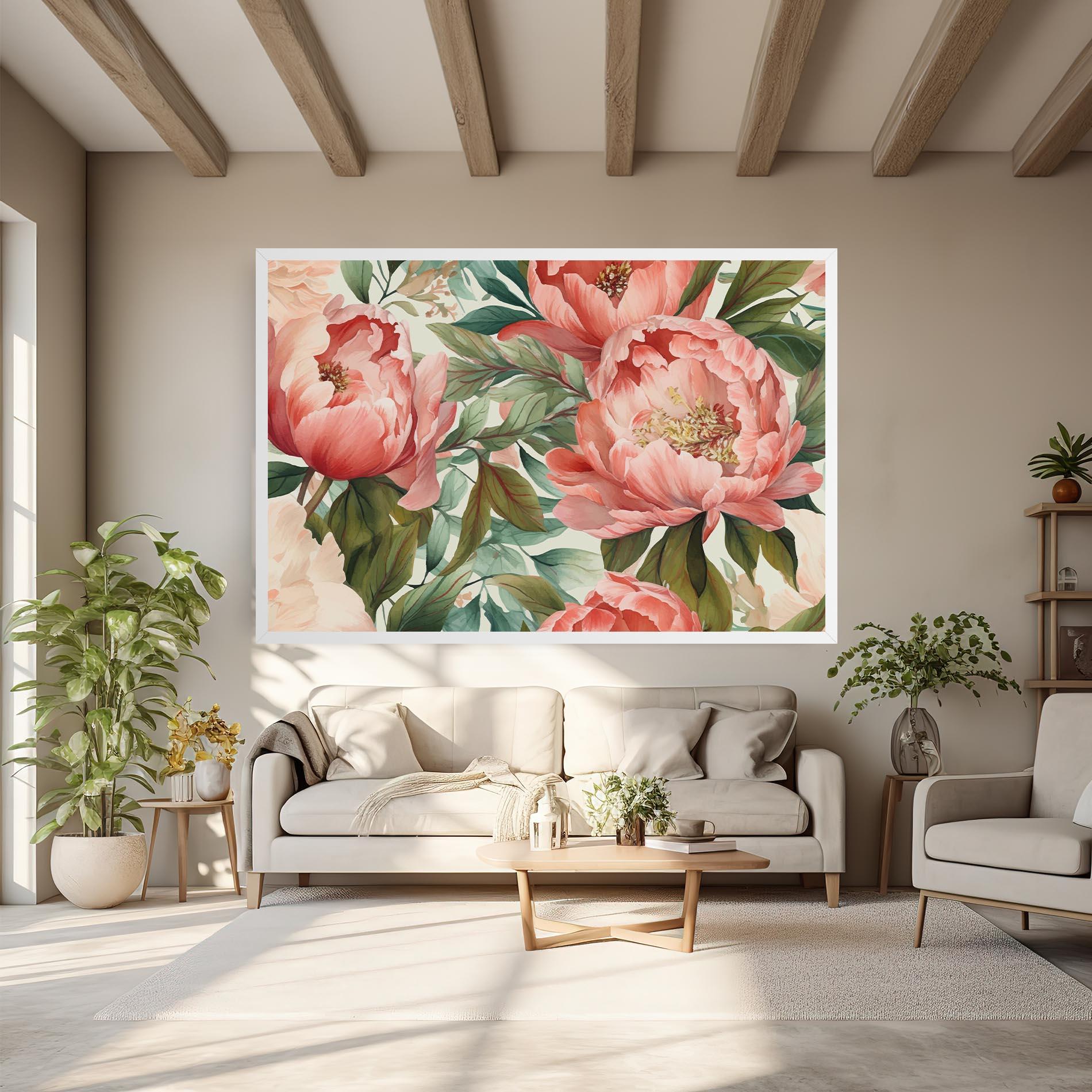 Leinwandbild Light Red Peony mockup 6