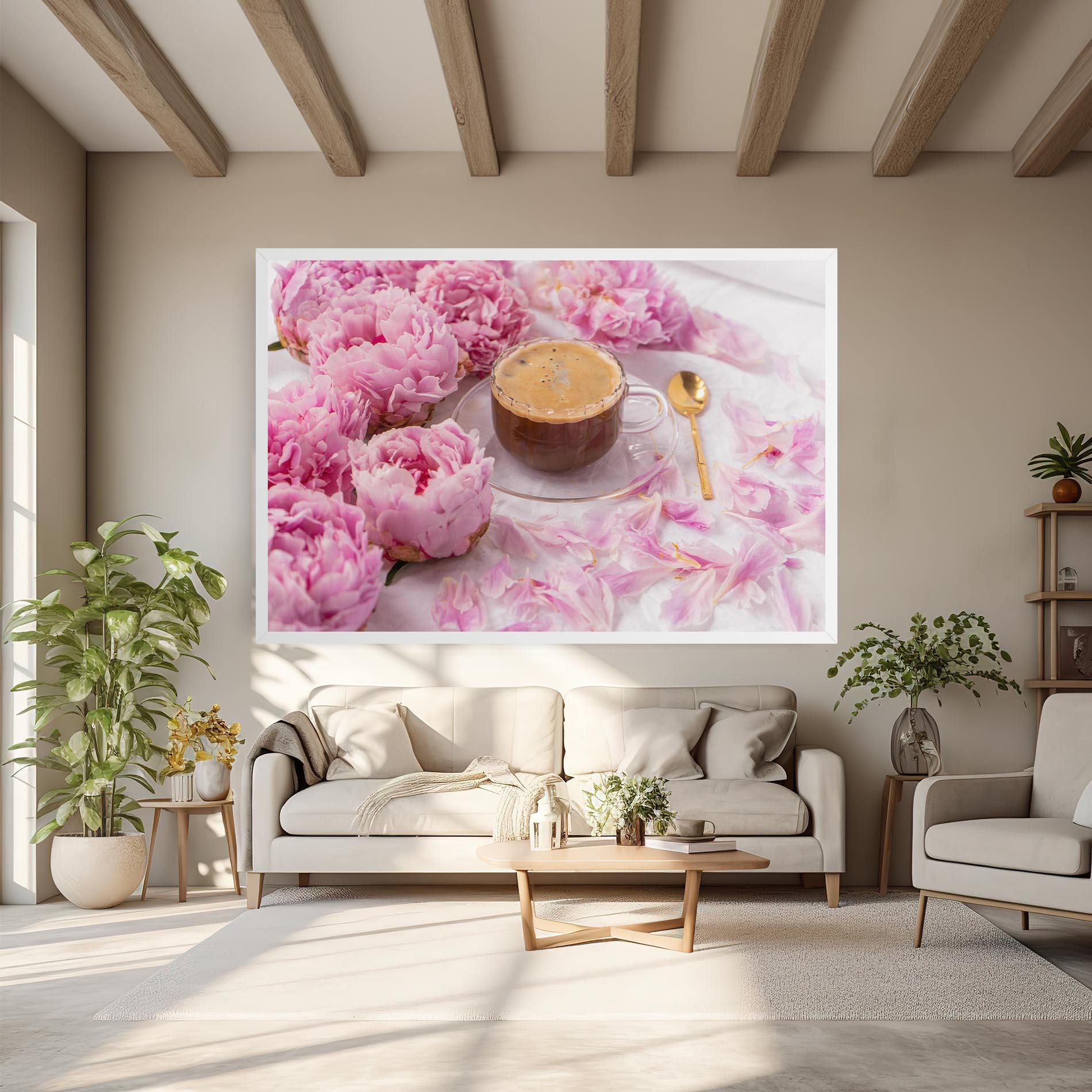 Leinwandbild Peony And Coffee mockup 6