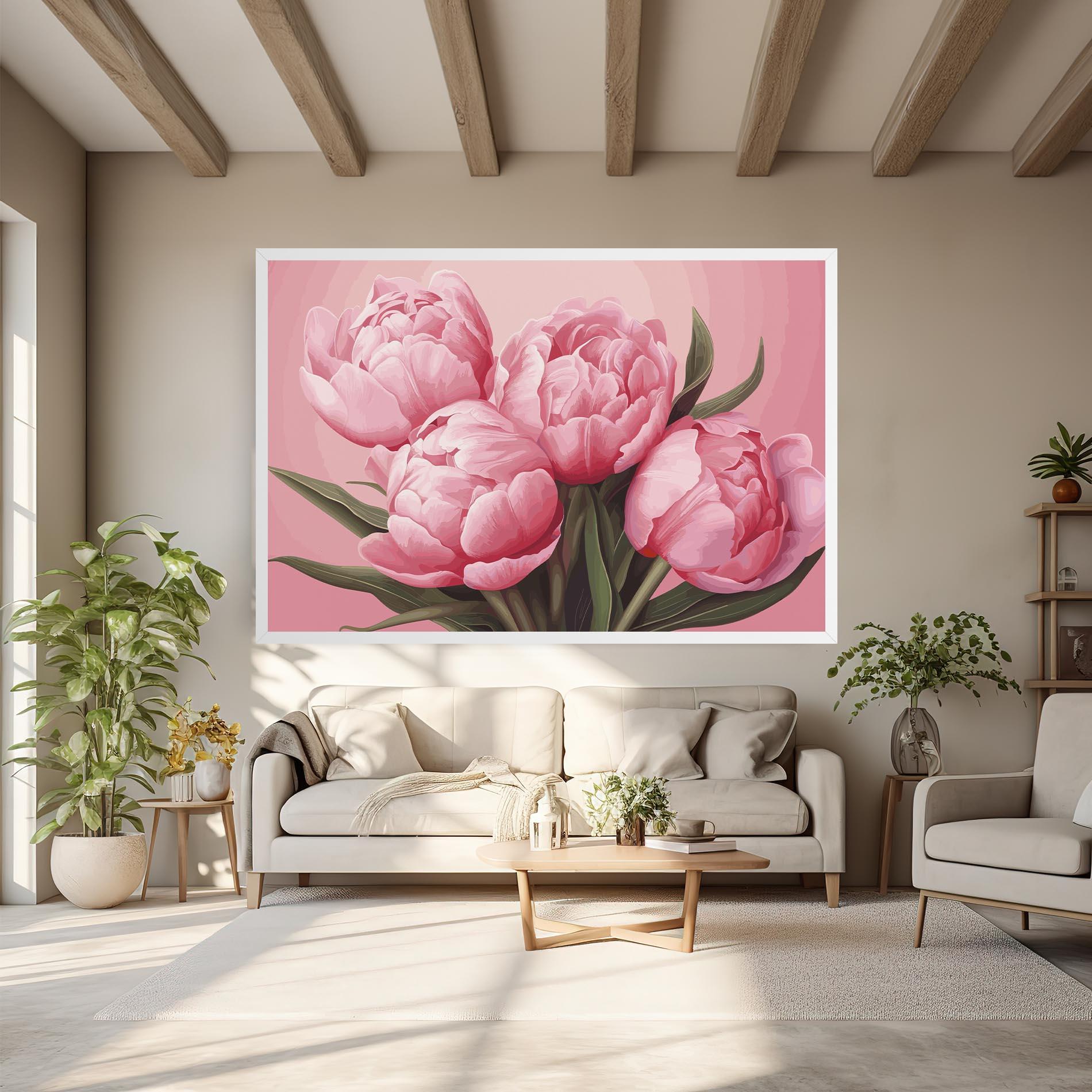 Leinwandbild Peony On Pink mockup 6