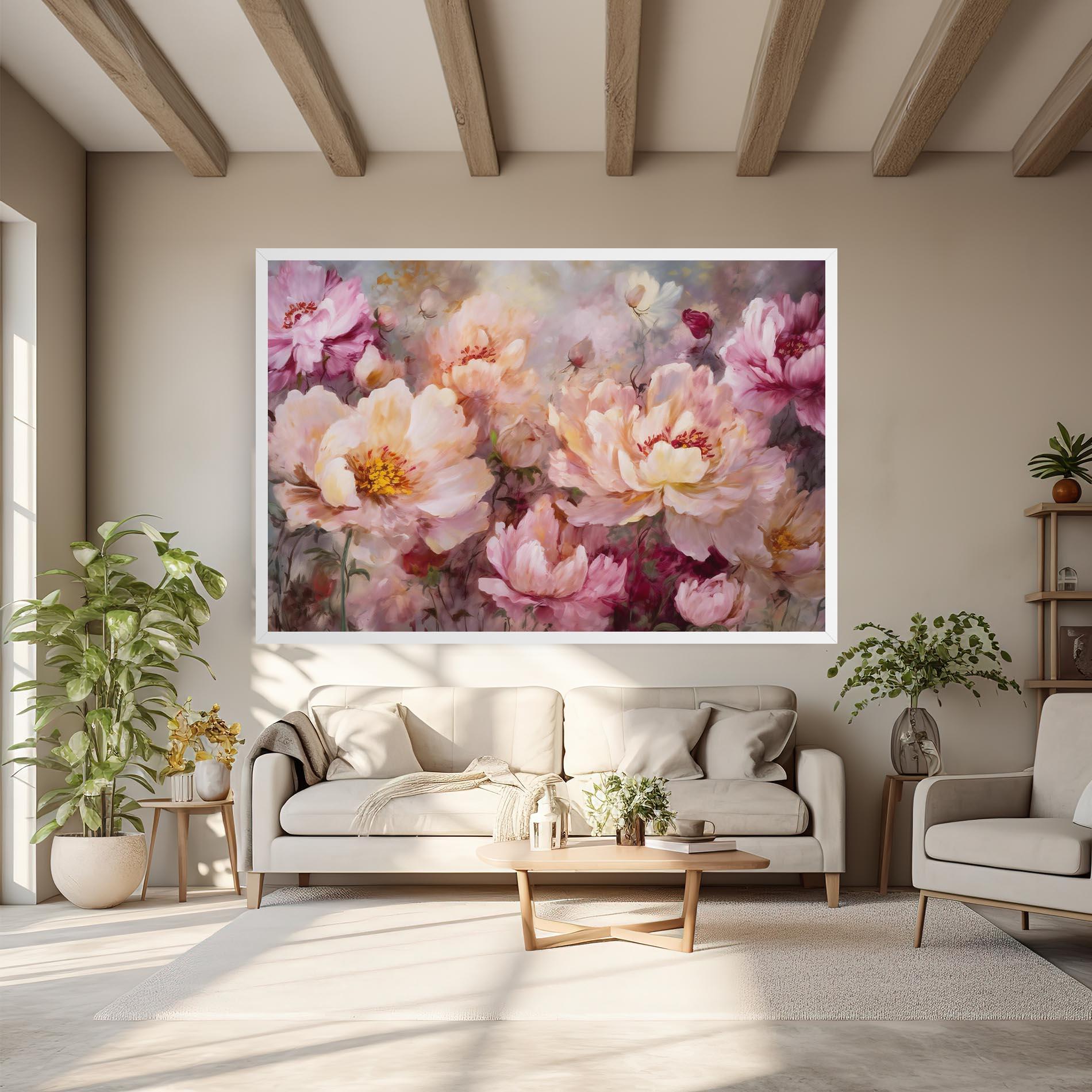 Leinwandbild Peony Painting Art mockup 6