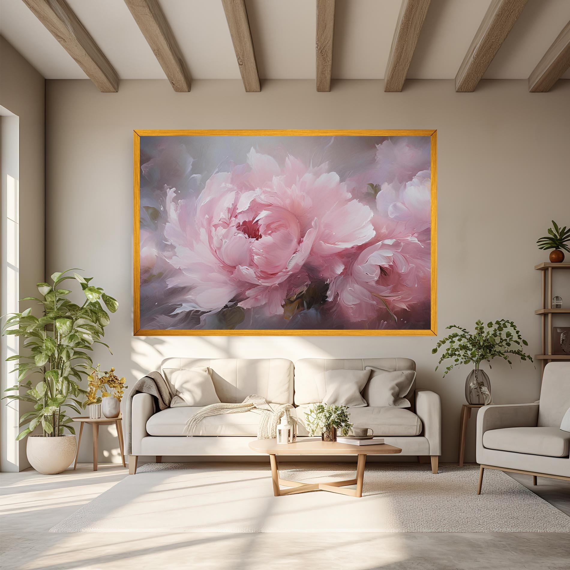 Leinwandbild Dreamy Painting Peony mockup 6